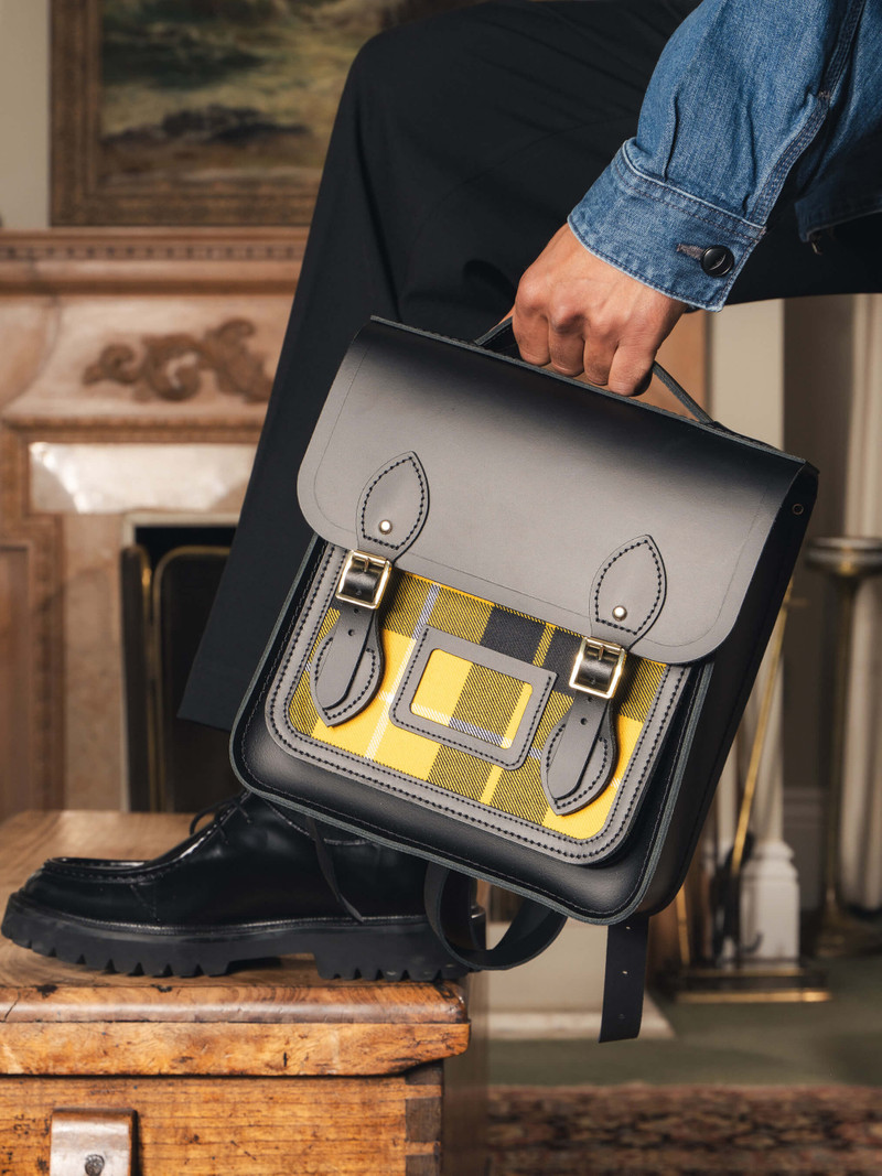 The Small Portrait Backpack - Black with Yellow Tartan 3