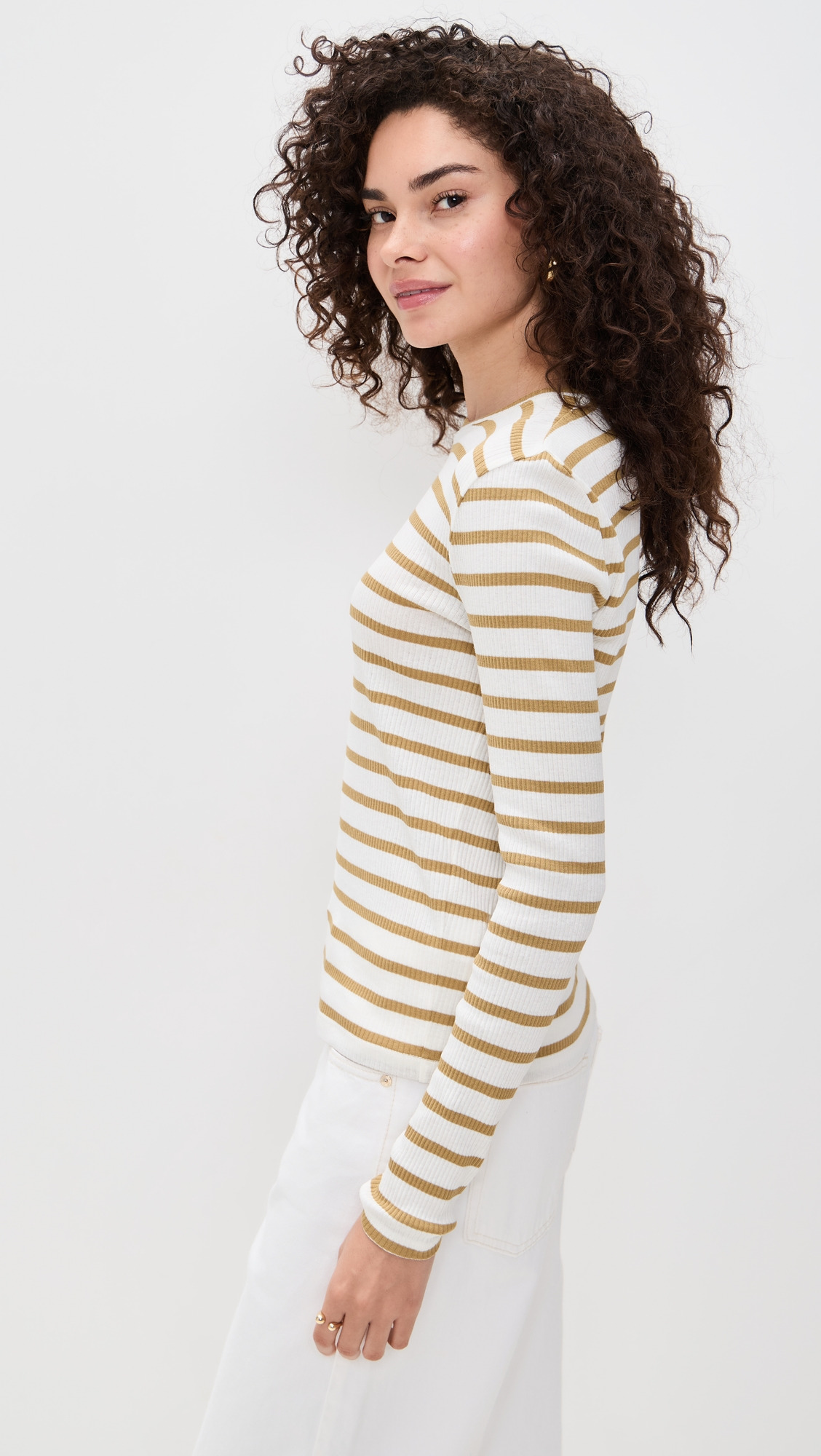 Rib Stripe Long Sleeve Crew Tee - 3