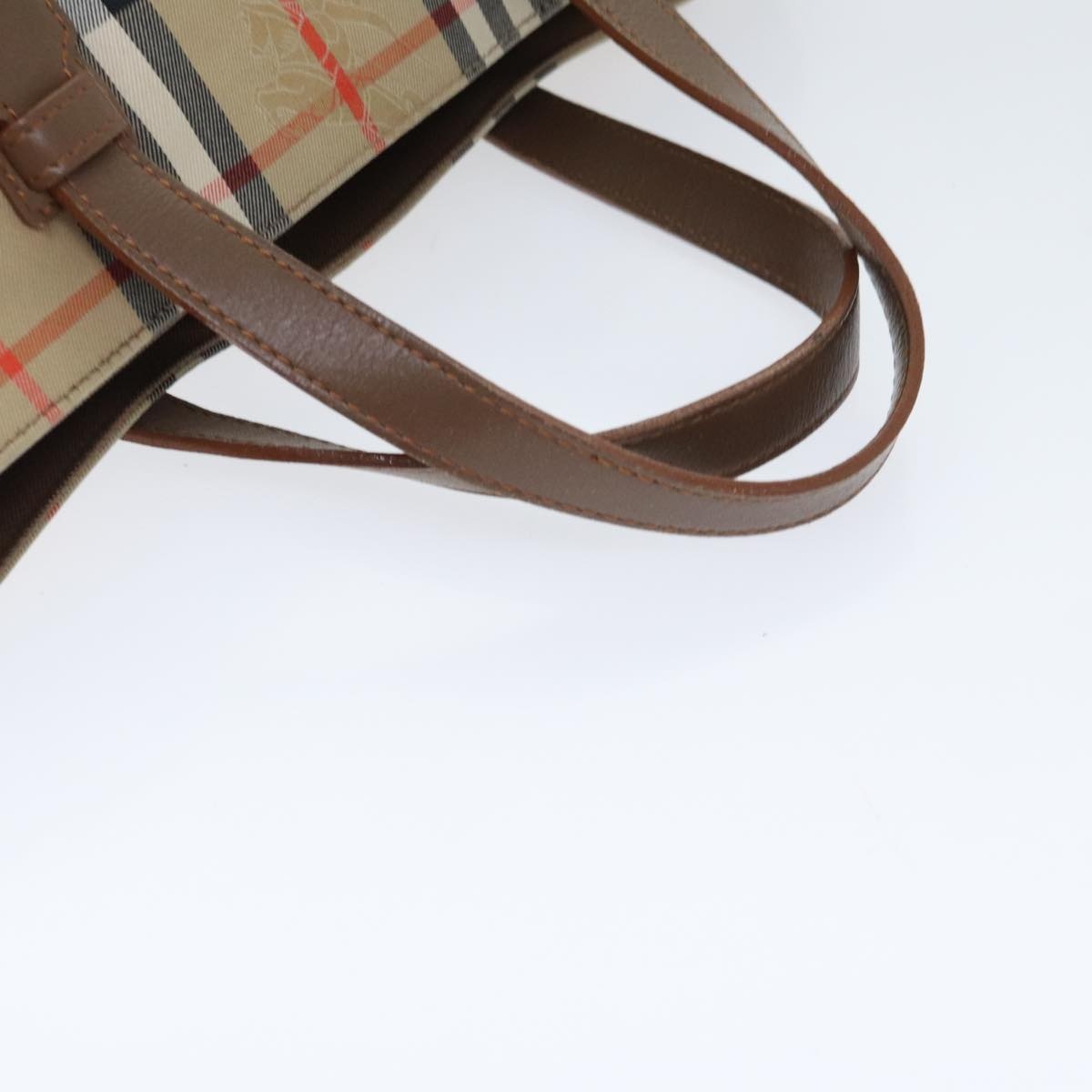 Burberry Nova Check Tote Bag Canvas Leather Beige Brown Gold - 7