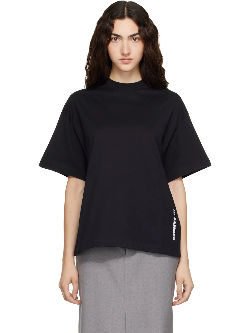 Black Cotton Crew-Neck T-shirt - 1