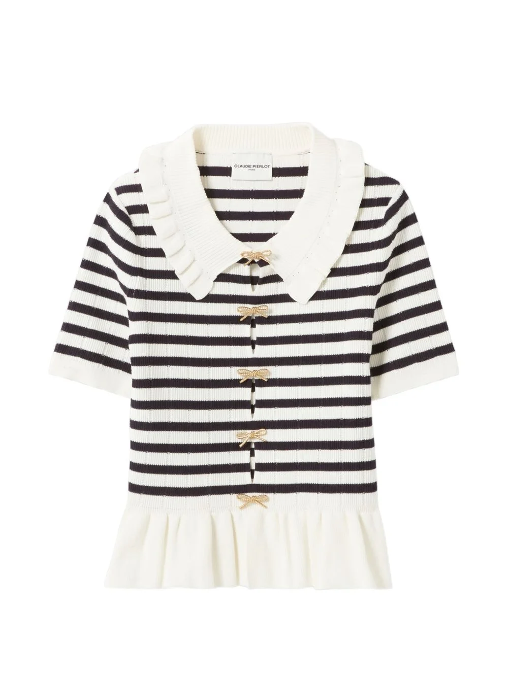 striped ruffled sweatshirt - 1