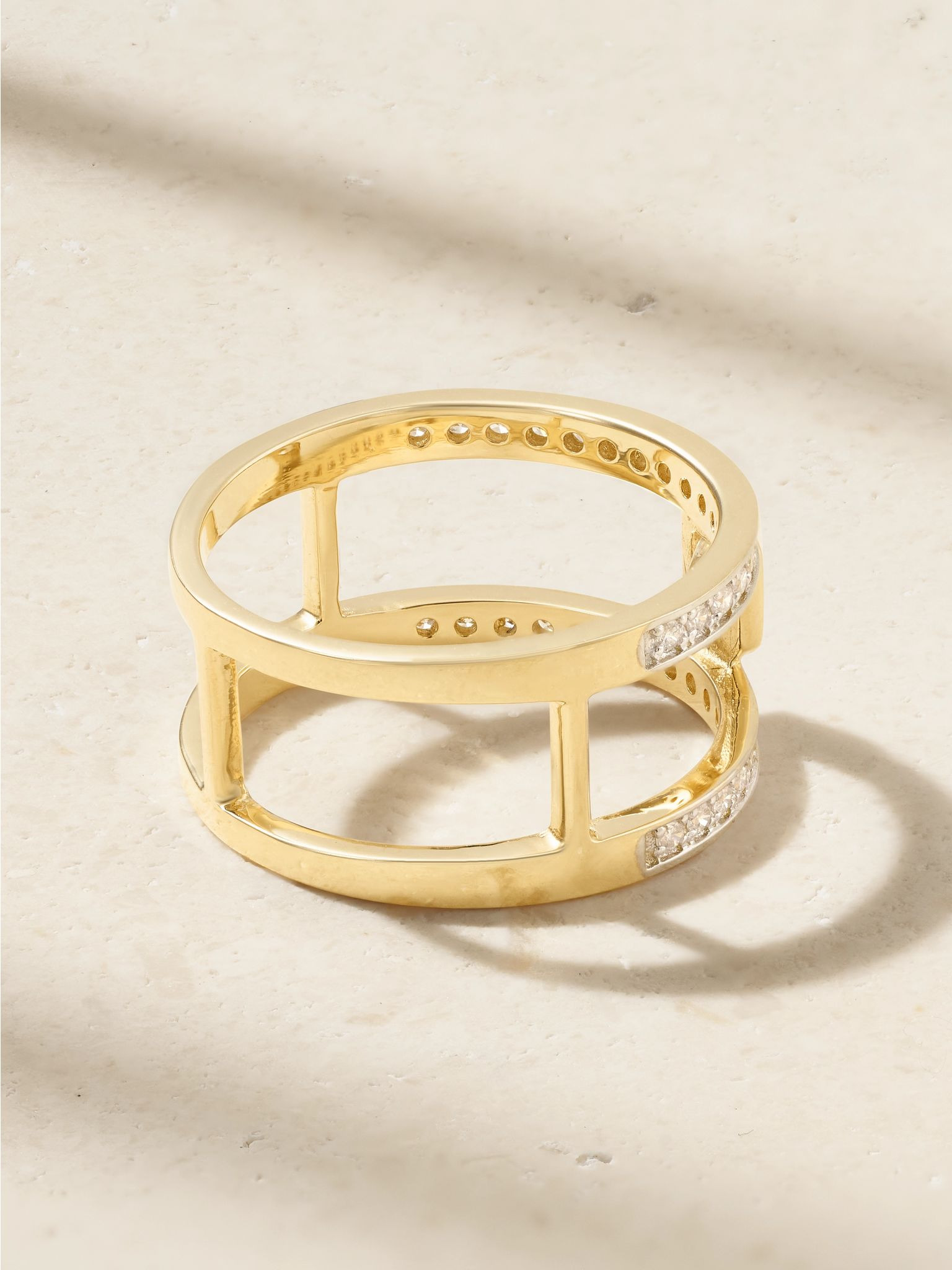Le Double Barre 14-karat gold diamond ring Gold - 3