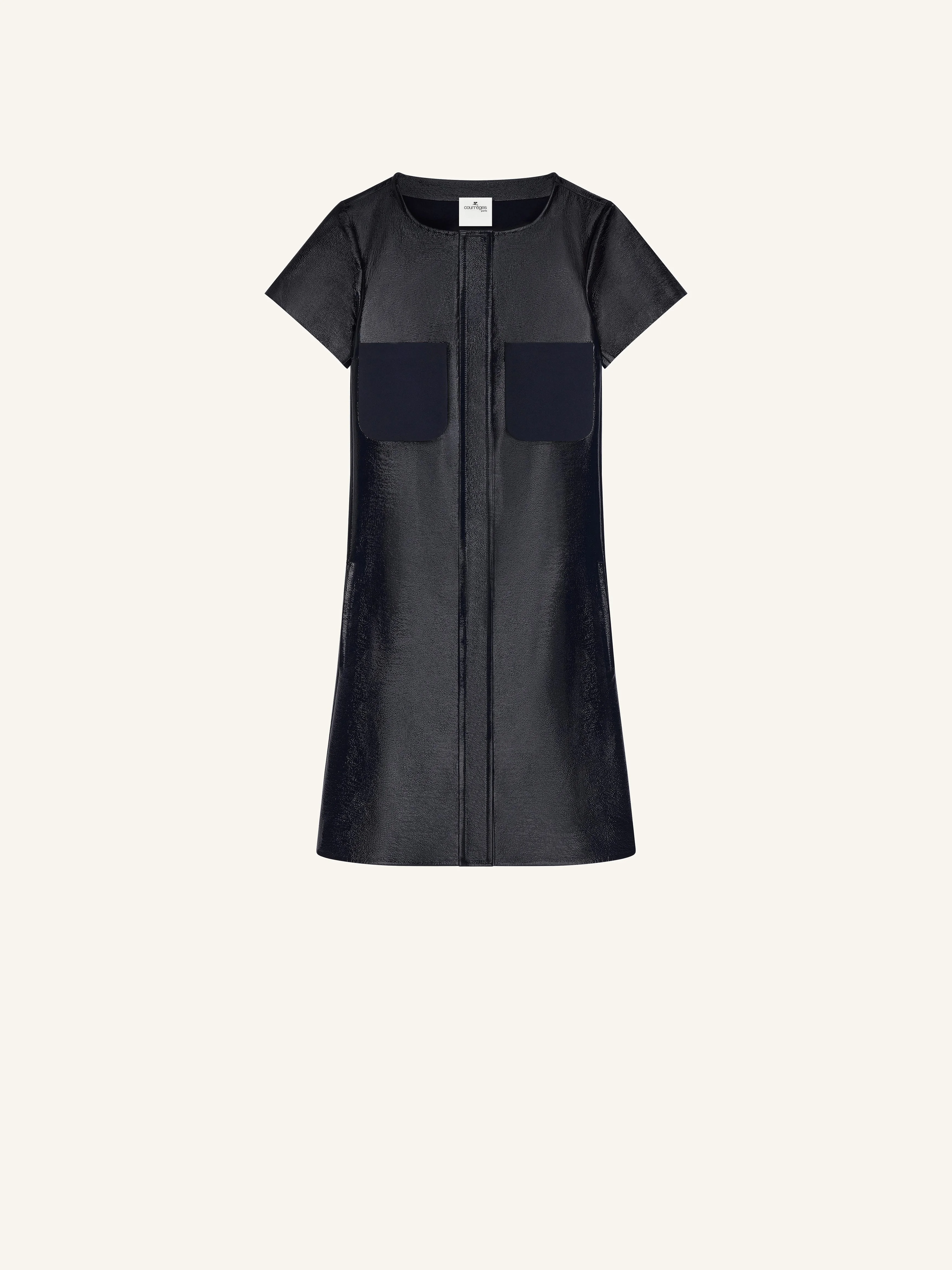 2-POCKET VINYL SHORT DRESS - 1