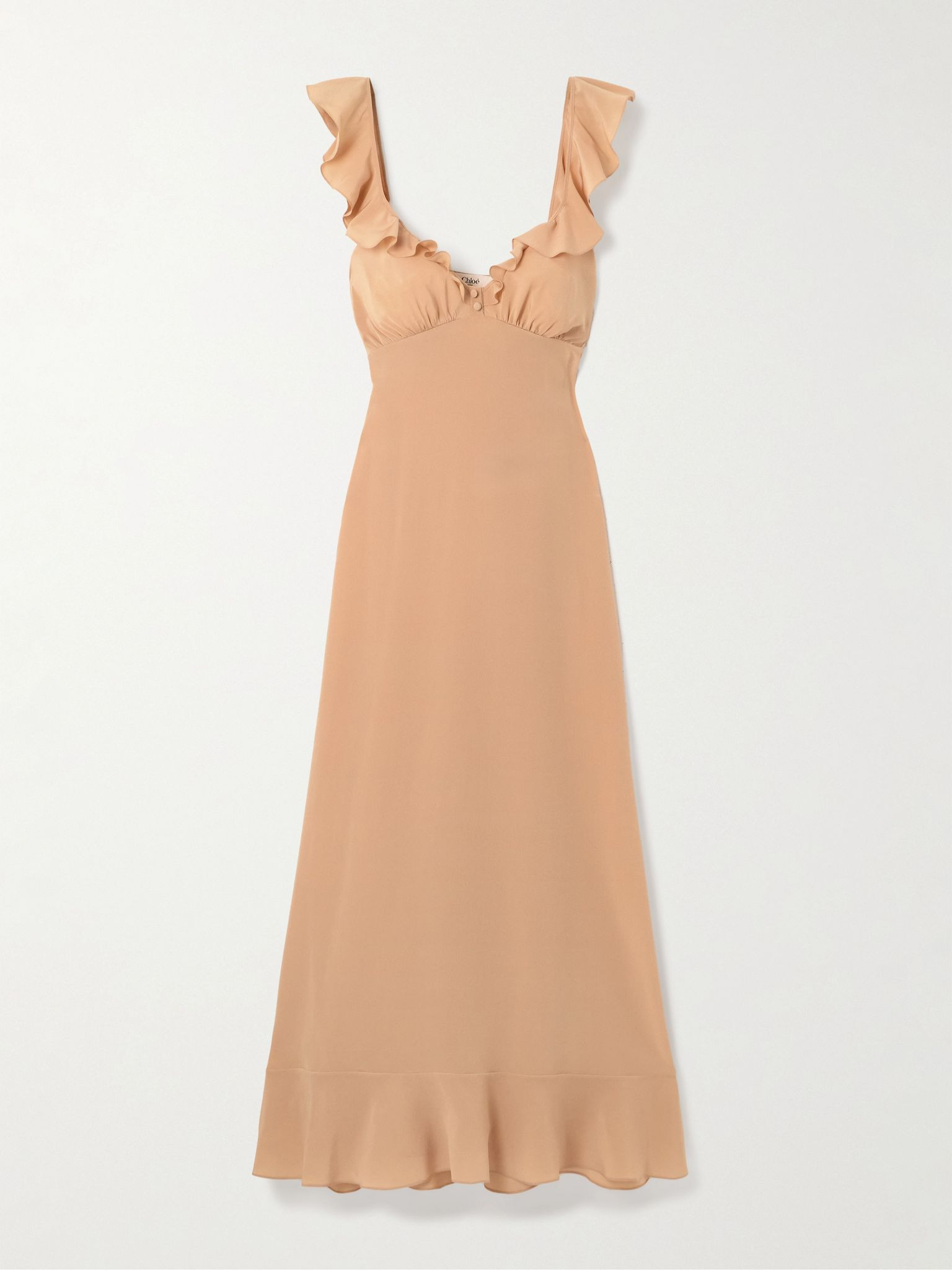 Ruffled silk maxi dress Pink - 1