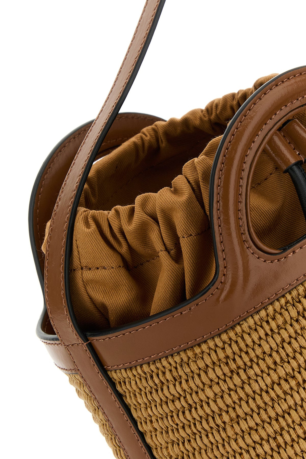 Two-tone leather and raffia Tropicalia bucket bag - 4