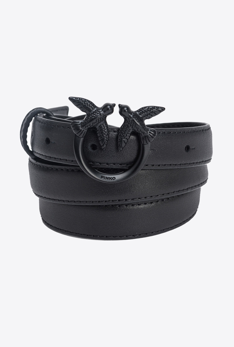 THIN COLOUR-BLOCK LOVE BIRDS LEATHER BELT 2CM 5