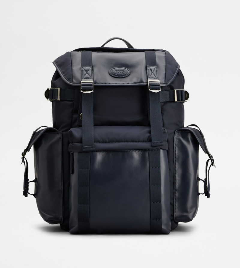 BACKPACK IN FABRIC AND LEATHER MEDIUM - BLUE 1