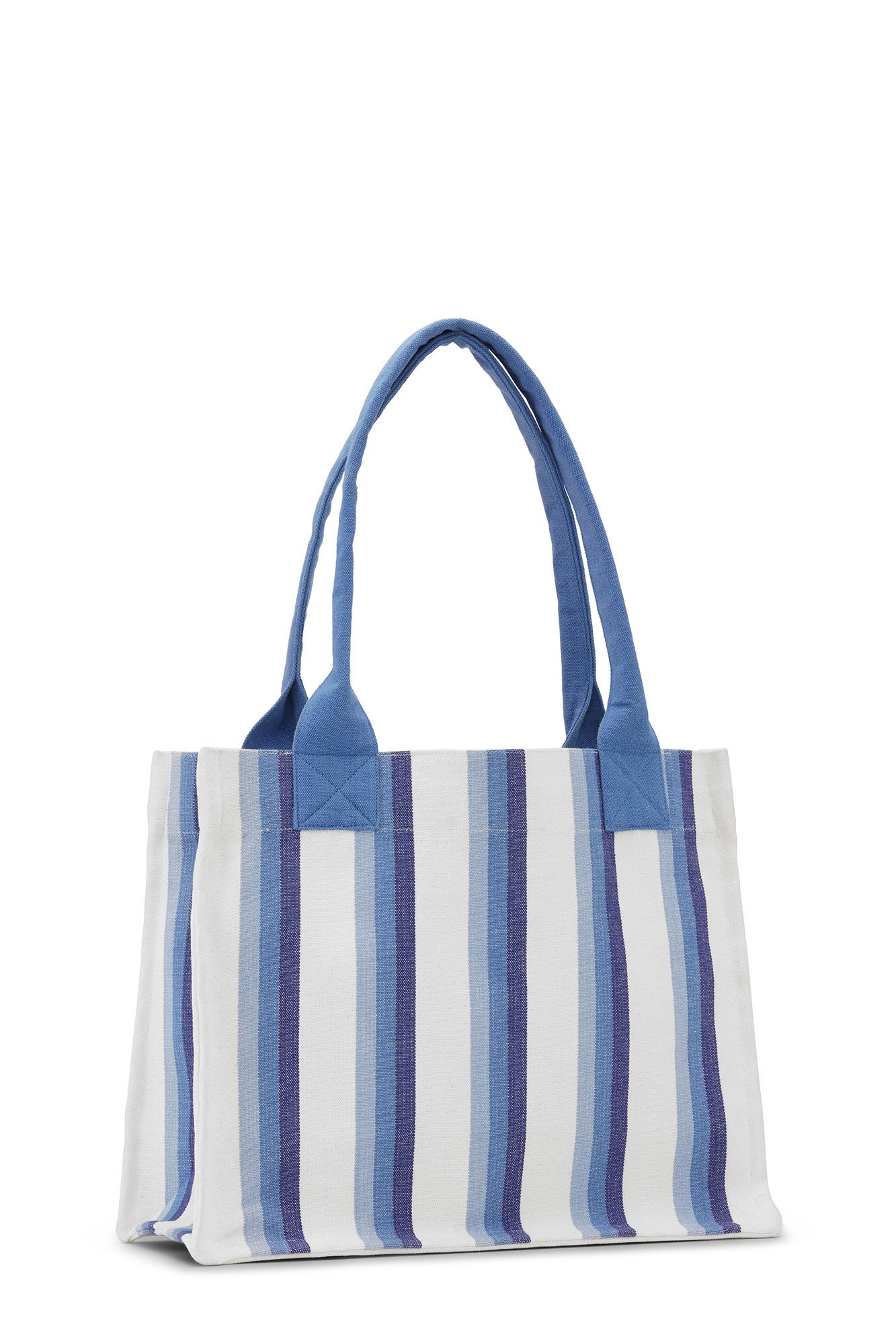 BLUE LARGE STRIPED CANVAS TOTE BAG - 2