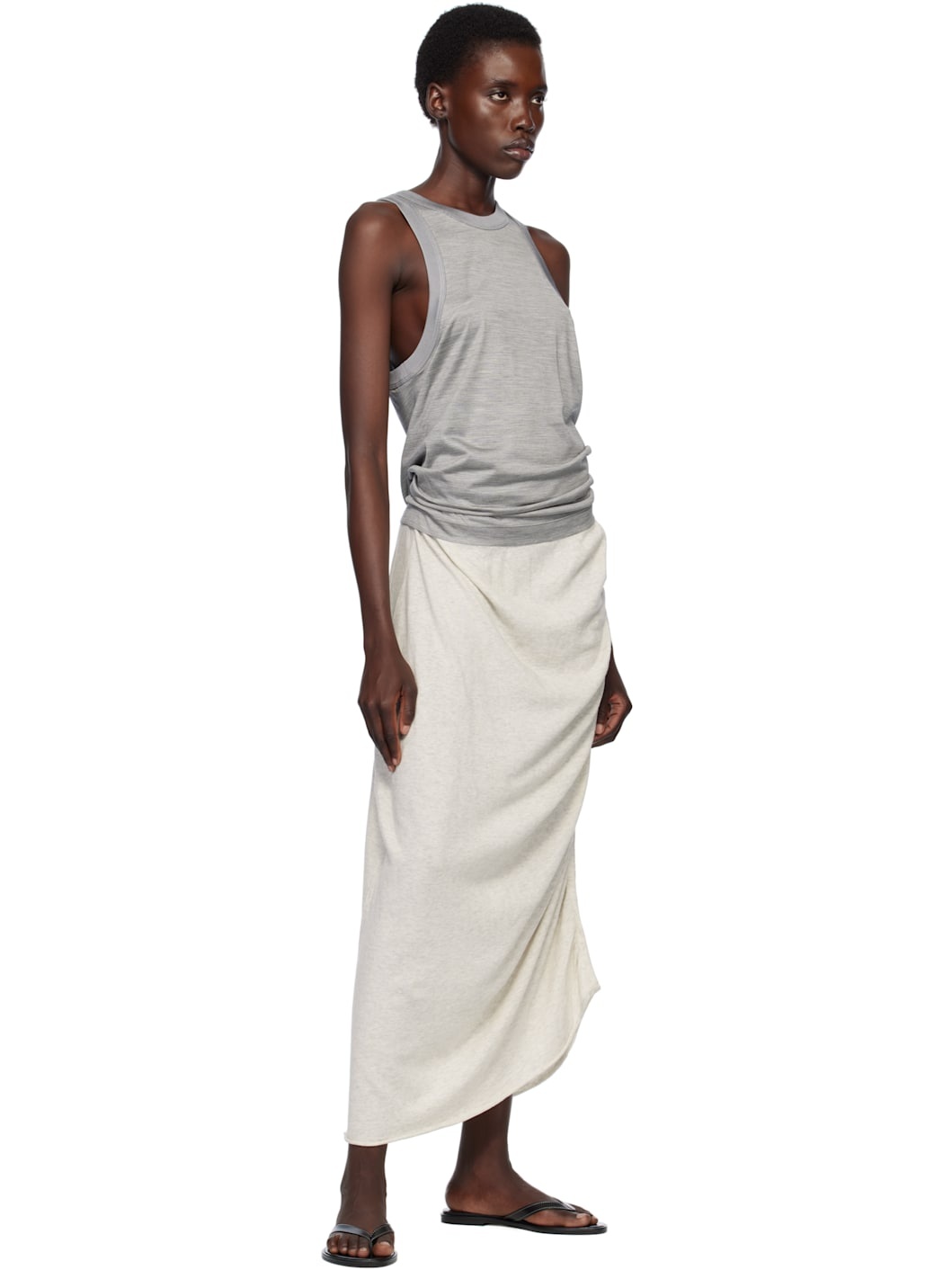 Gray Drape Maxi Skirt - 4