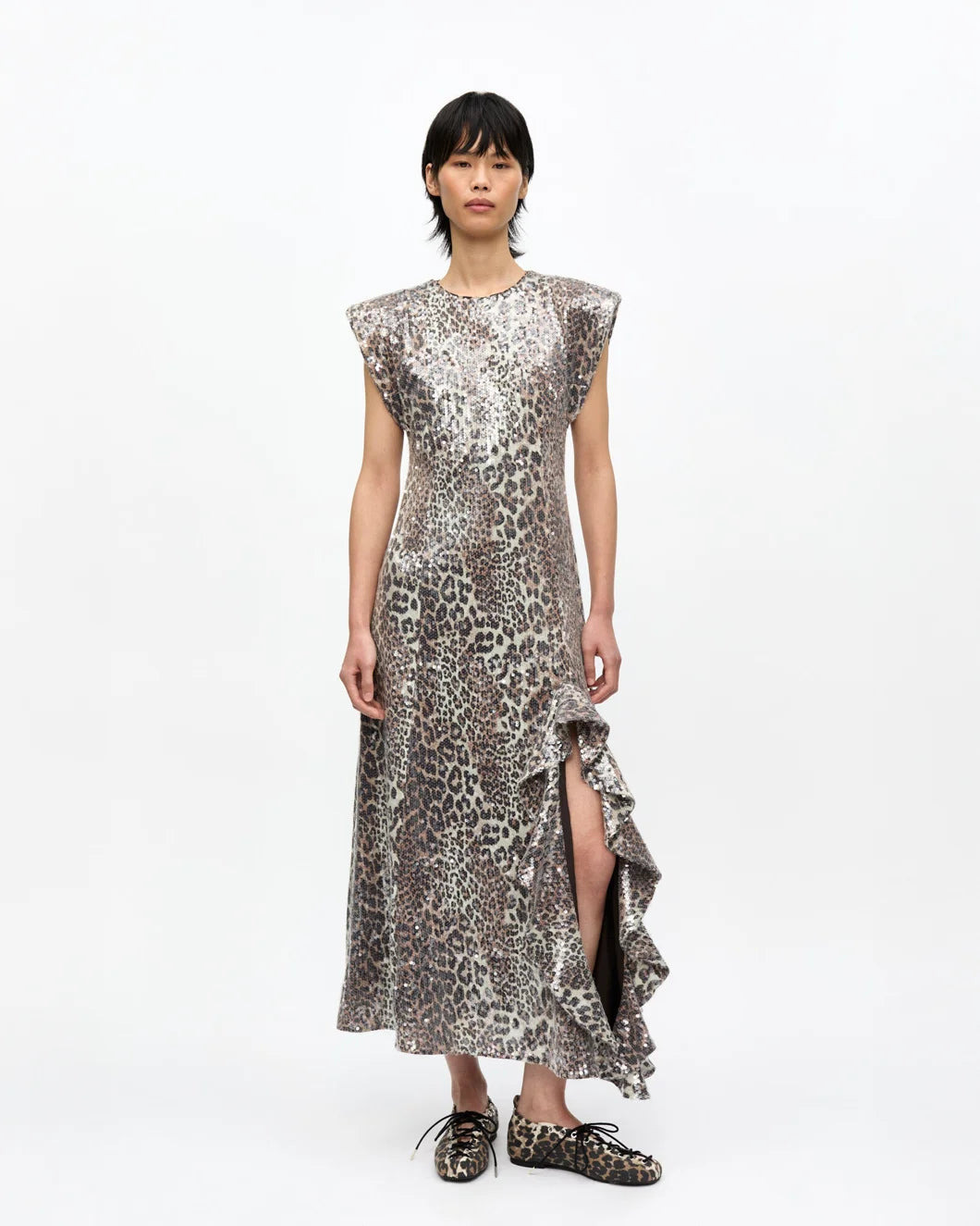 LEOPARD STRETCH SEQUINS LONG DRESS - 2