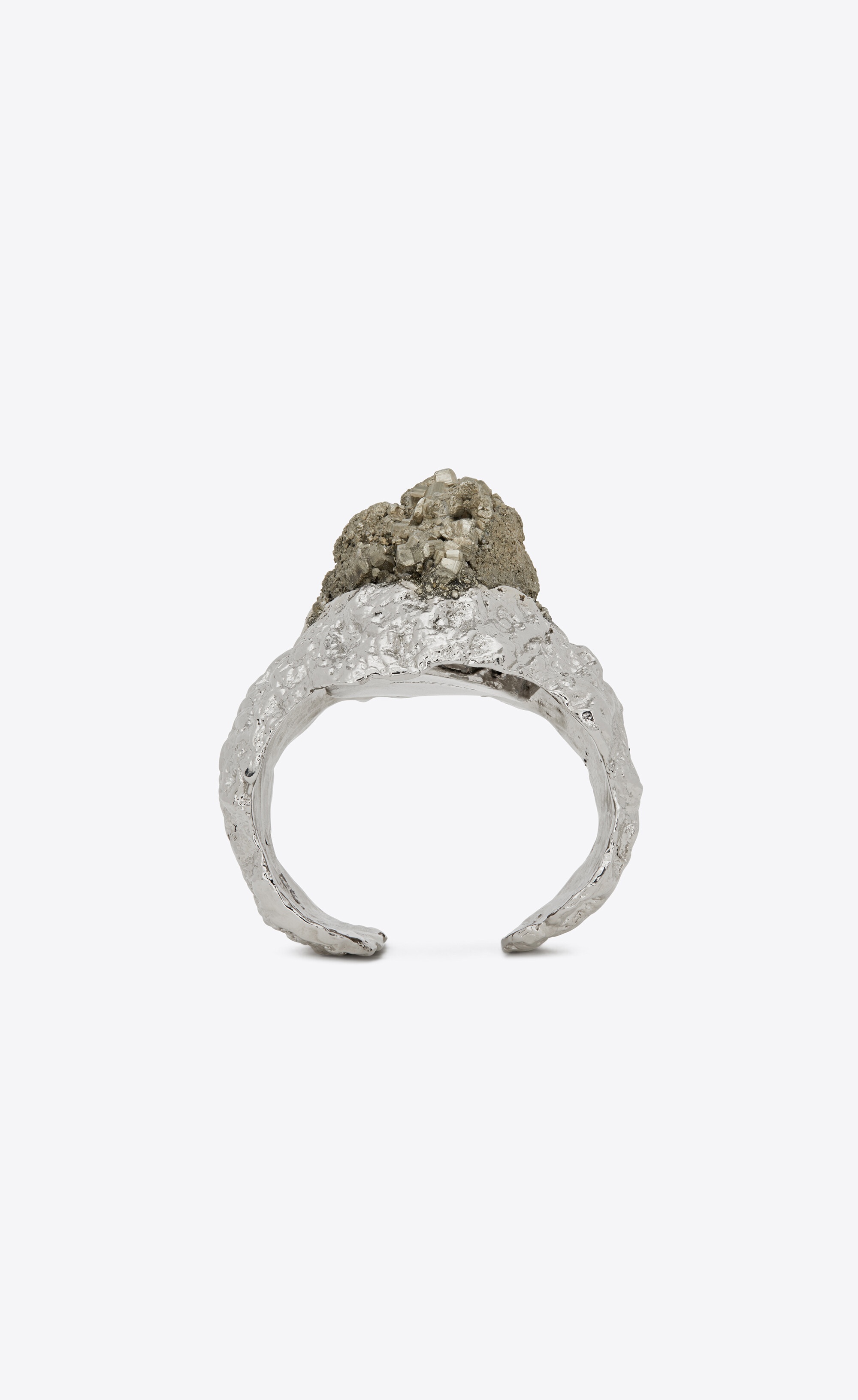 oversize meteorite cuff bracelet in metal and pyrite - 3