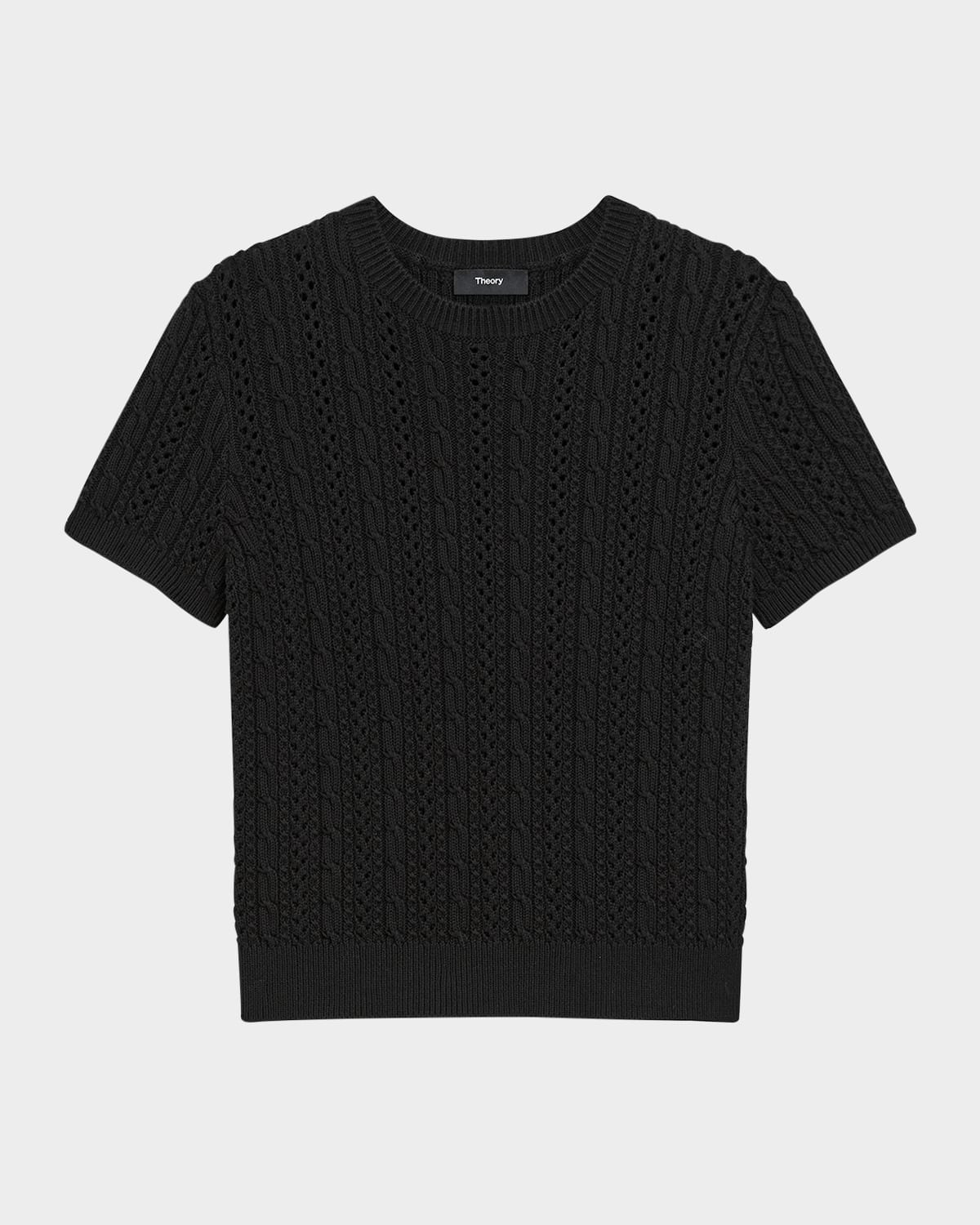 Crewneck Cable-Knit Tee - 1