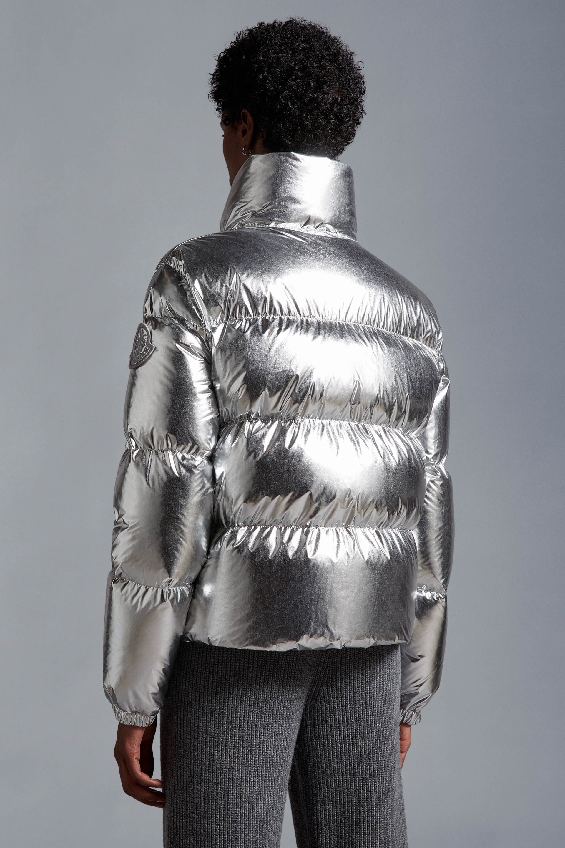 Meuse Metallic Down Jacket in Silver - Moncler