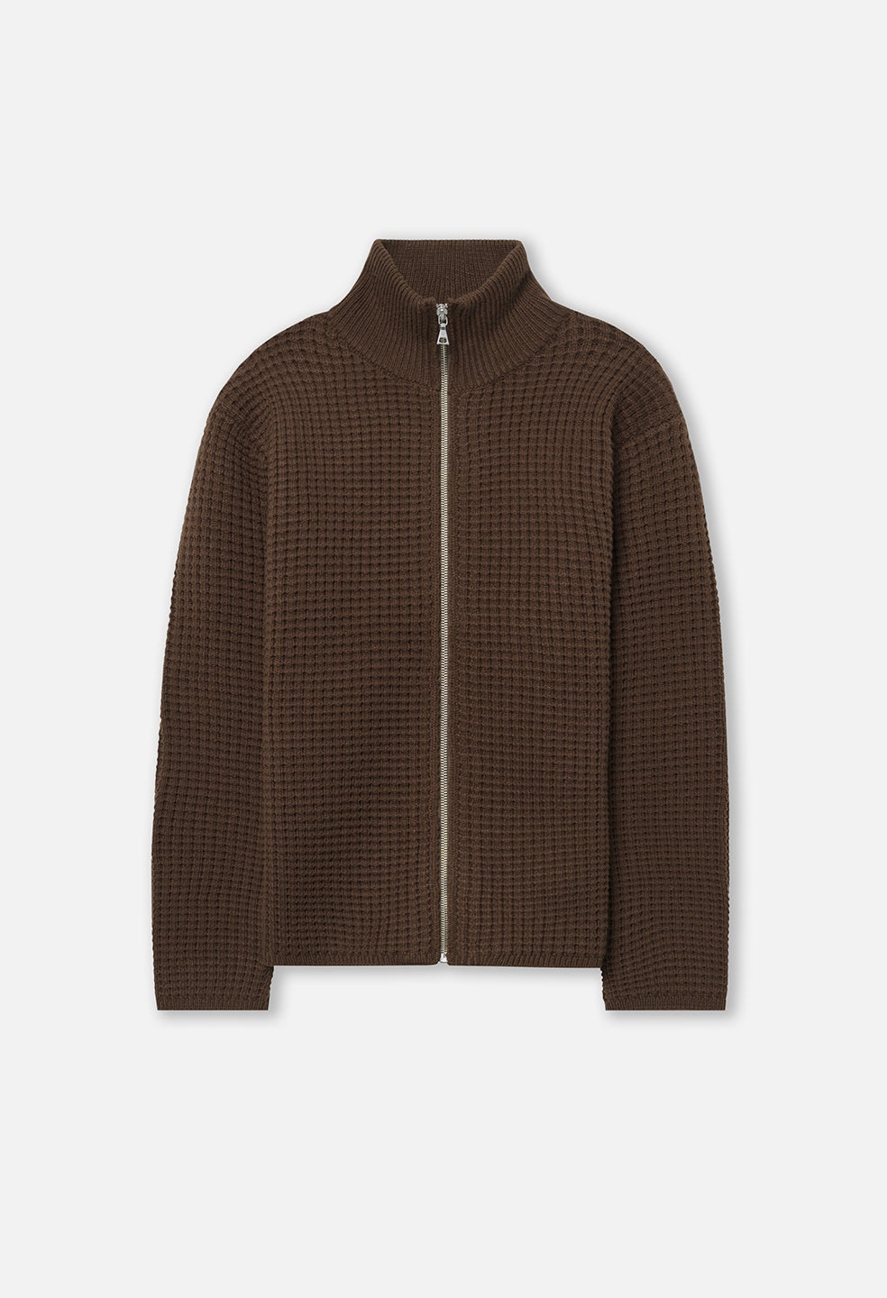 WOOL WAFFLE KNIT FULL-ZIP - 1