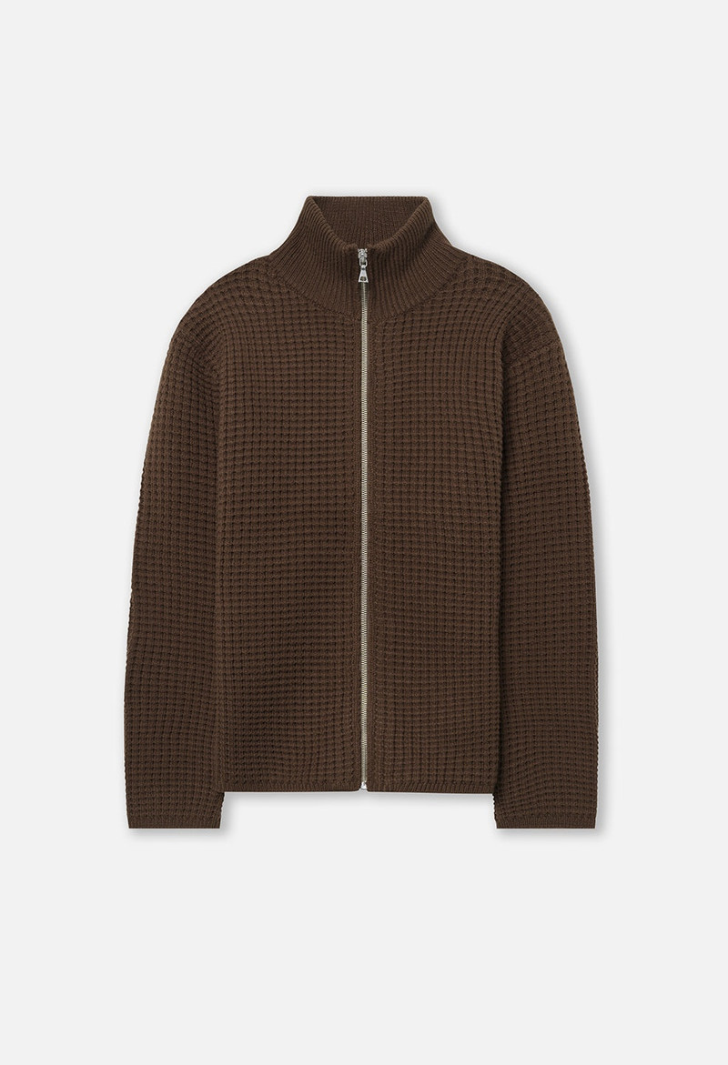 WOOL WAFFLE KNIT FULL-ZIP 1