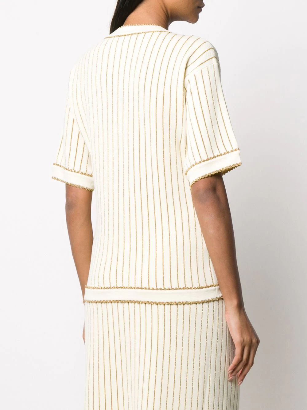 metallic pinstripe knitted top - 4