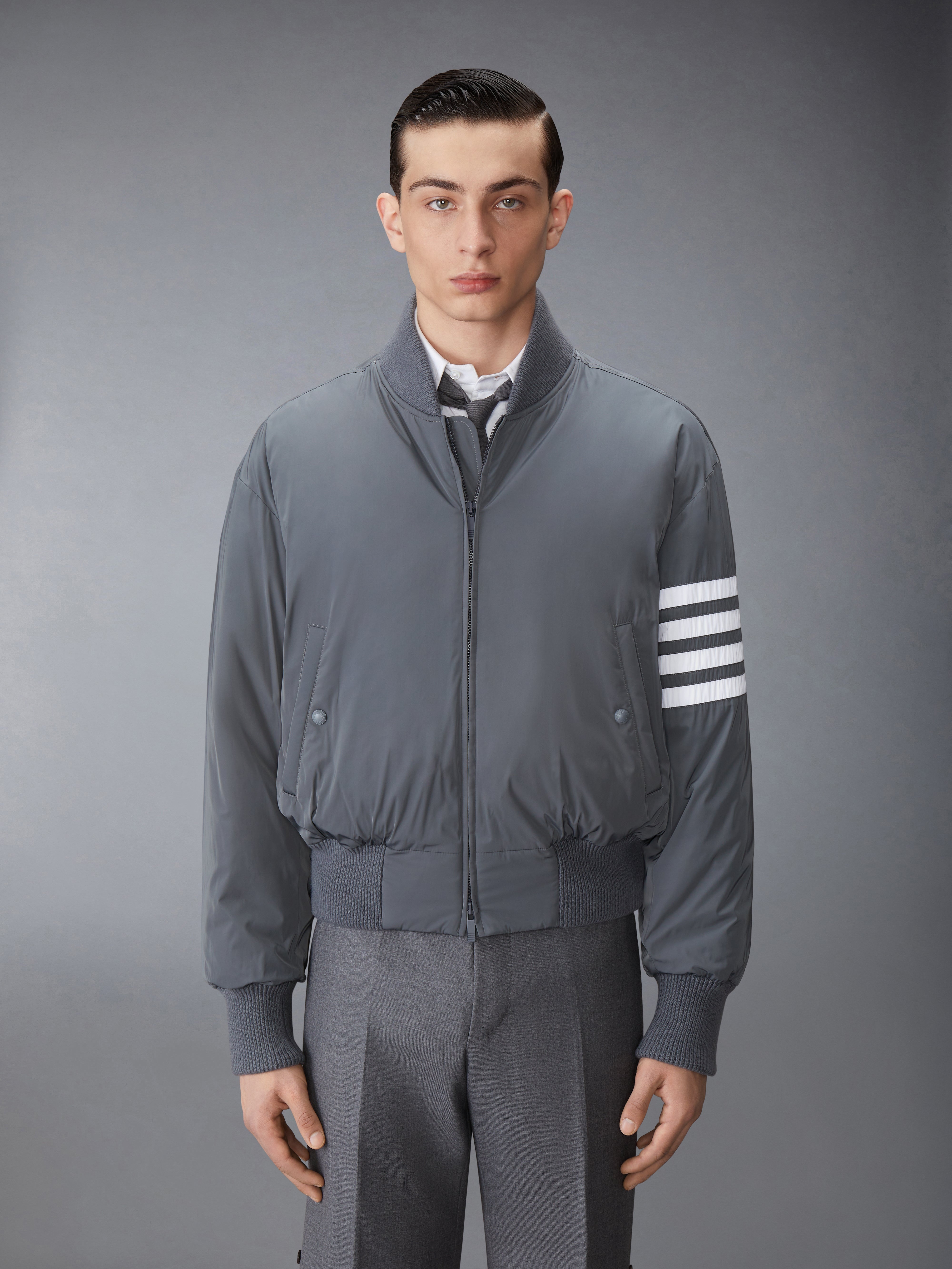 POLY TWILL 4-BAR OVERSIZED BLOUSON JACKET - 2