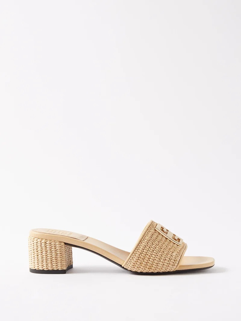 4G-plaque 45 faux raffia sandals 1