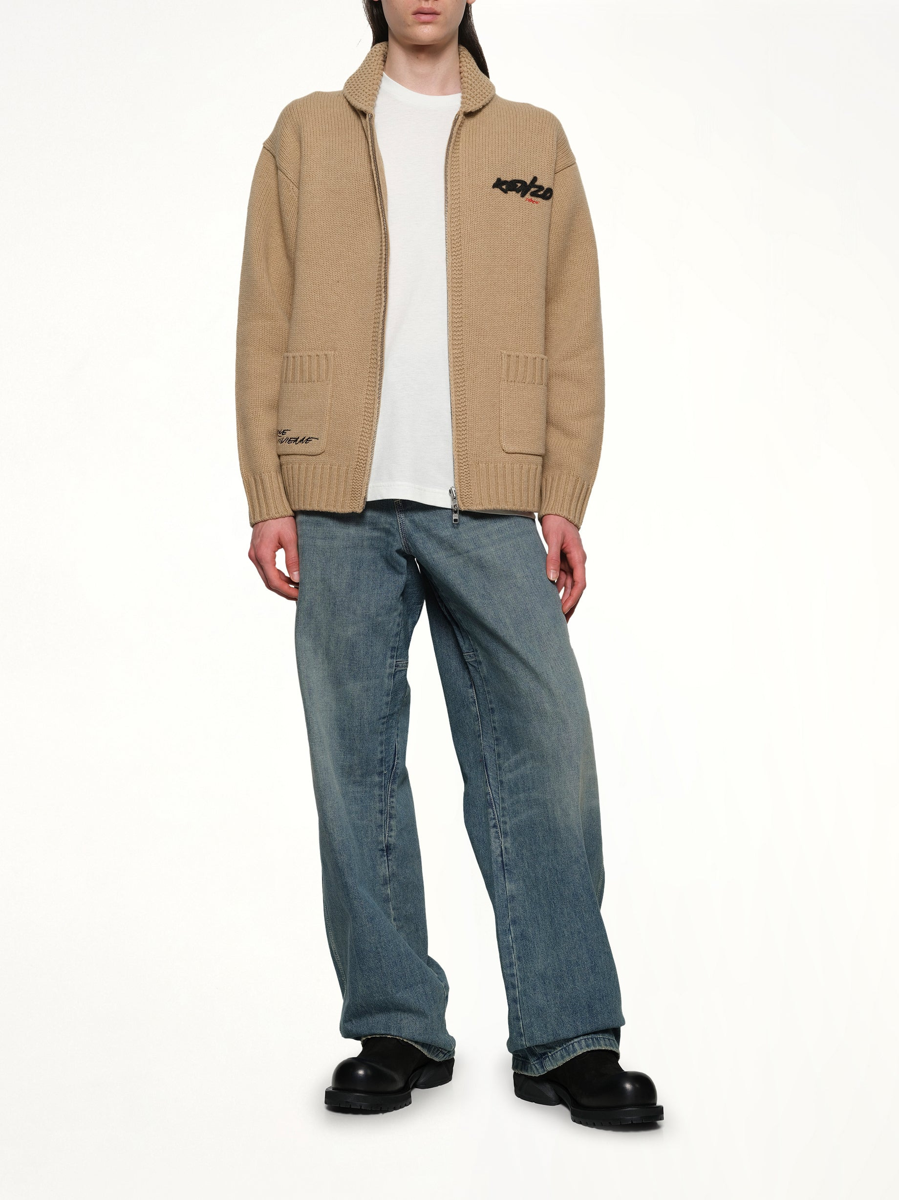 Rws Kenzo Futura Zipped Cardigan in Beige - 4
