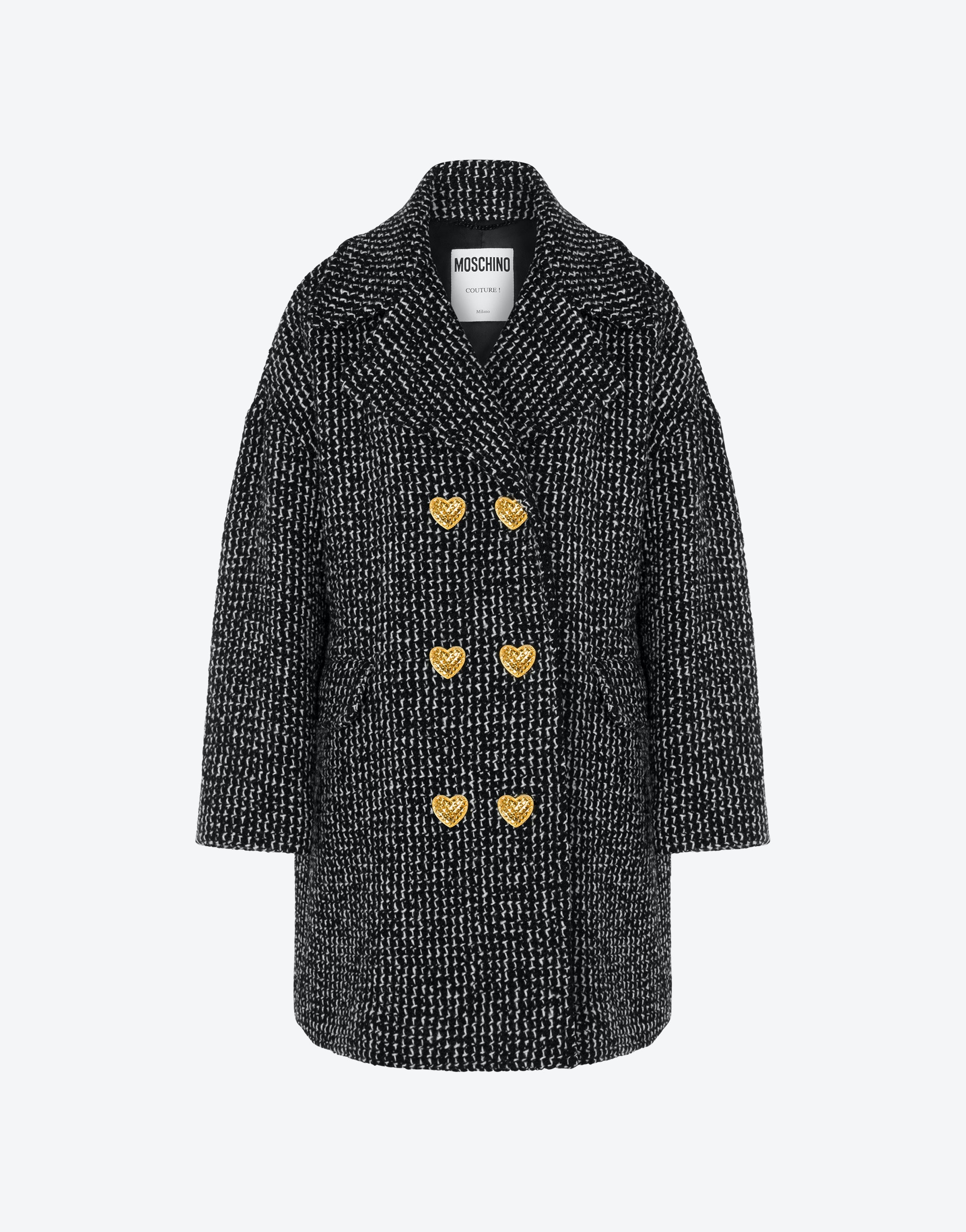 HEART BUTTONS SALT AND PEPPER COAT - 1