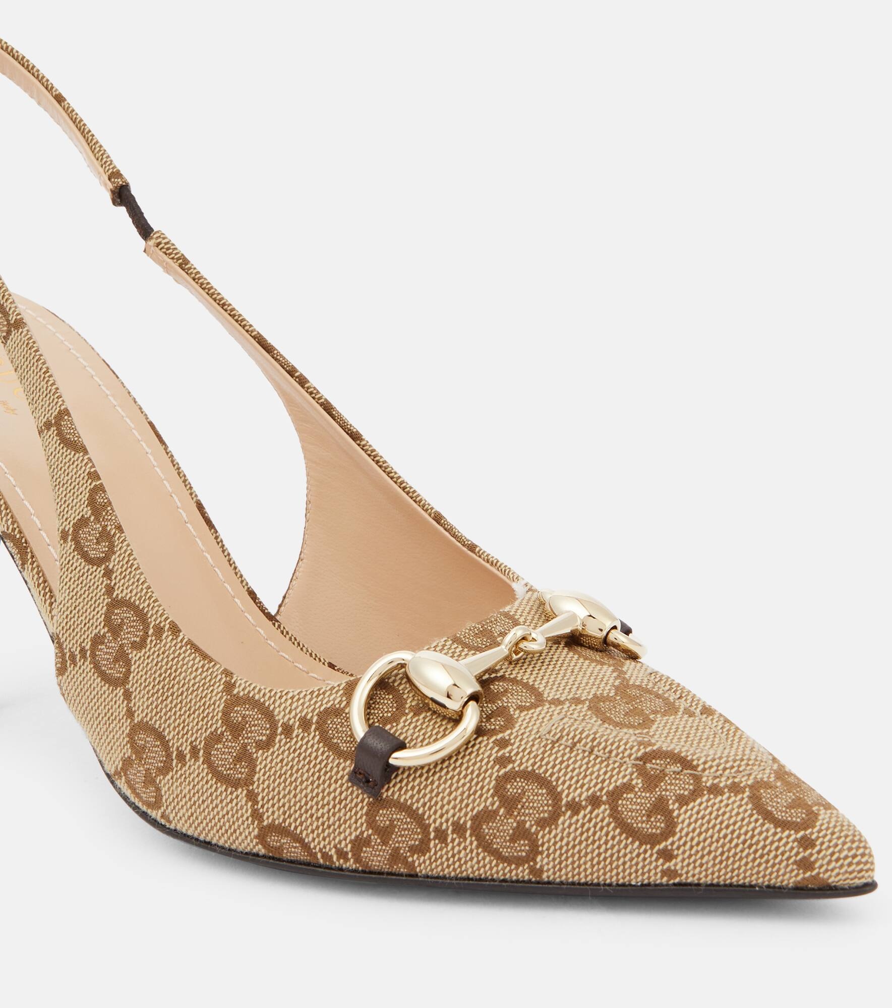 Horsebit GG canvas slingback pumps - 6