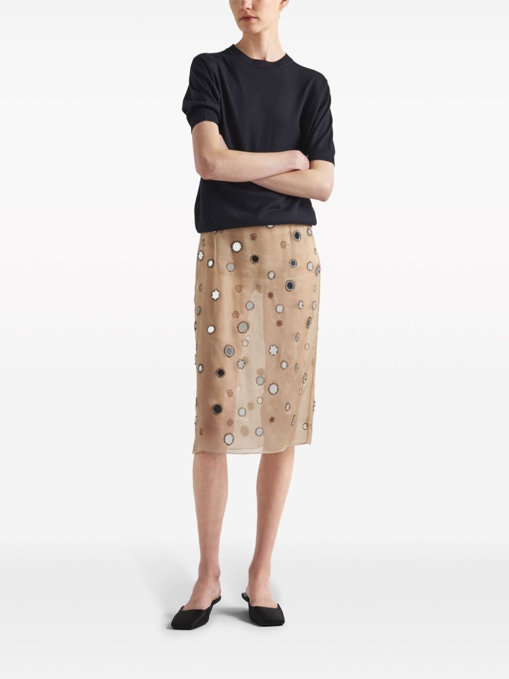 triangle-logo cashmere knitted top - 2