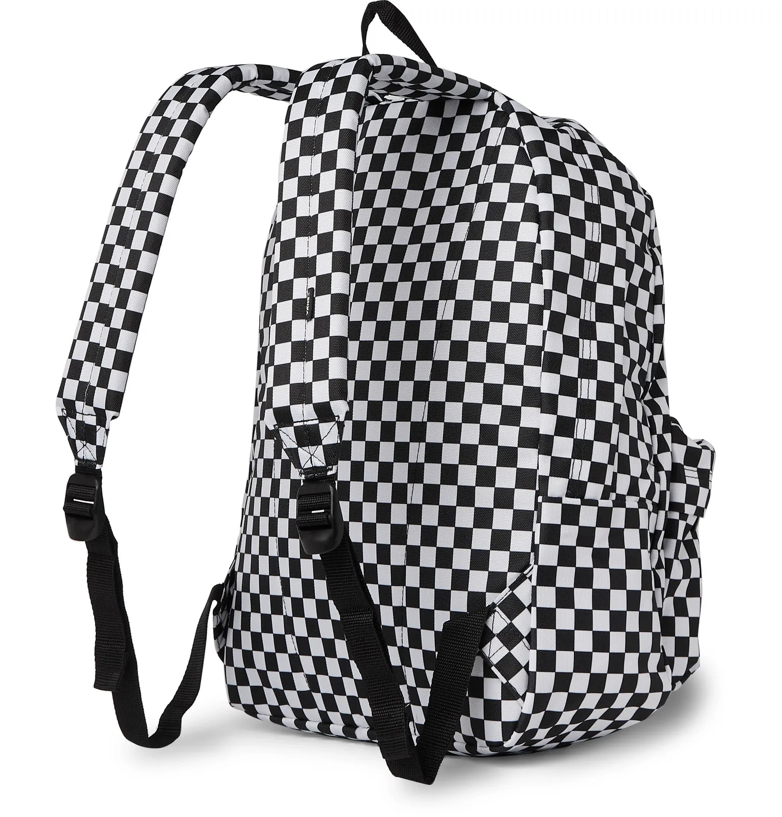 Logo-Appliquéd Leather-Trimmed Checkerboard Nylon Backpack - 4