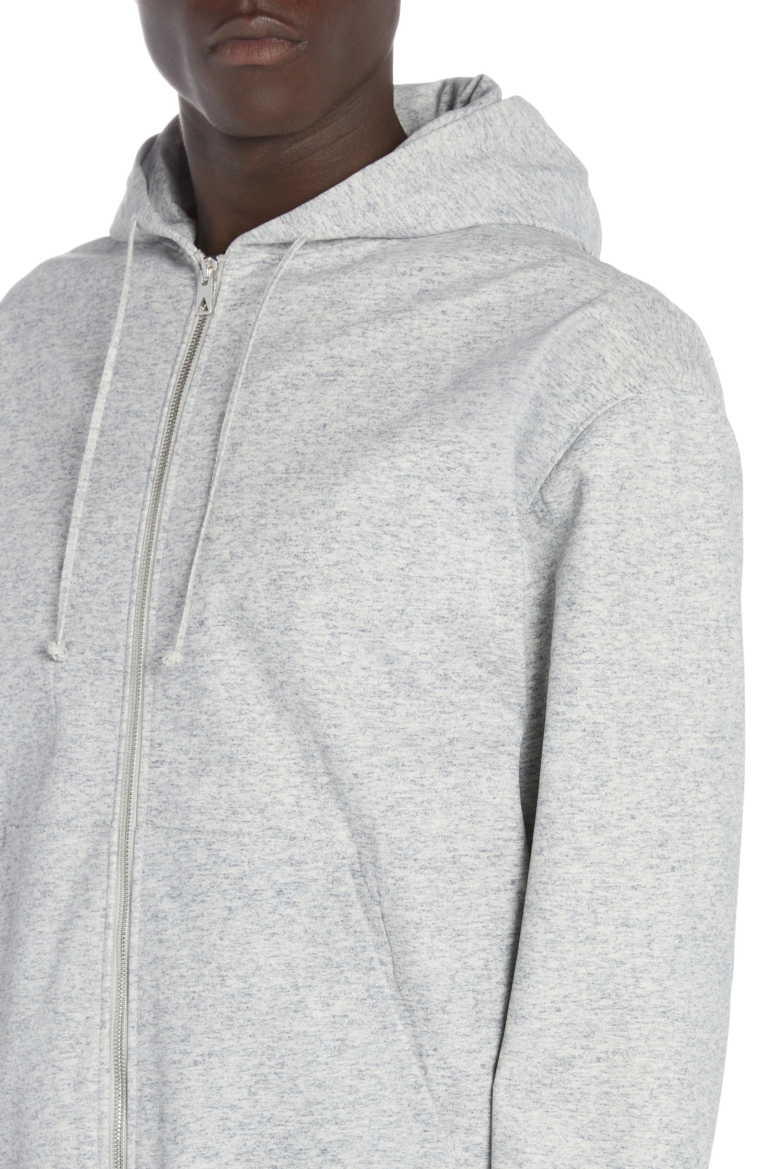 Heather Print Leather Zip Hoodie - 5