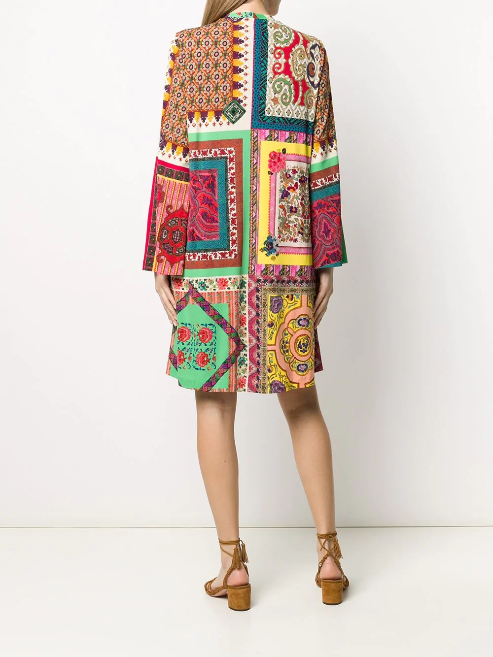 patchwork shift dress - 4