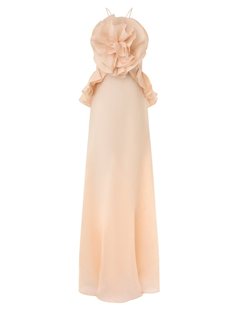 Zimmermann CRUSH RUFFLE HALTER MAXI DRESS - 2703DR251PEH | REVERSIBLE