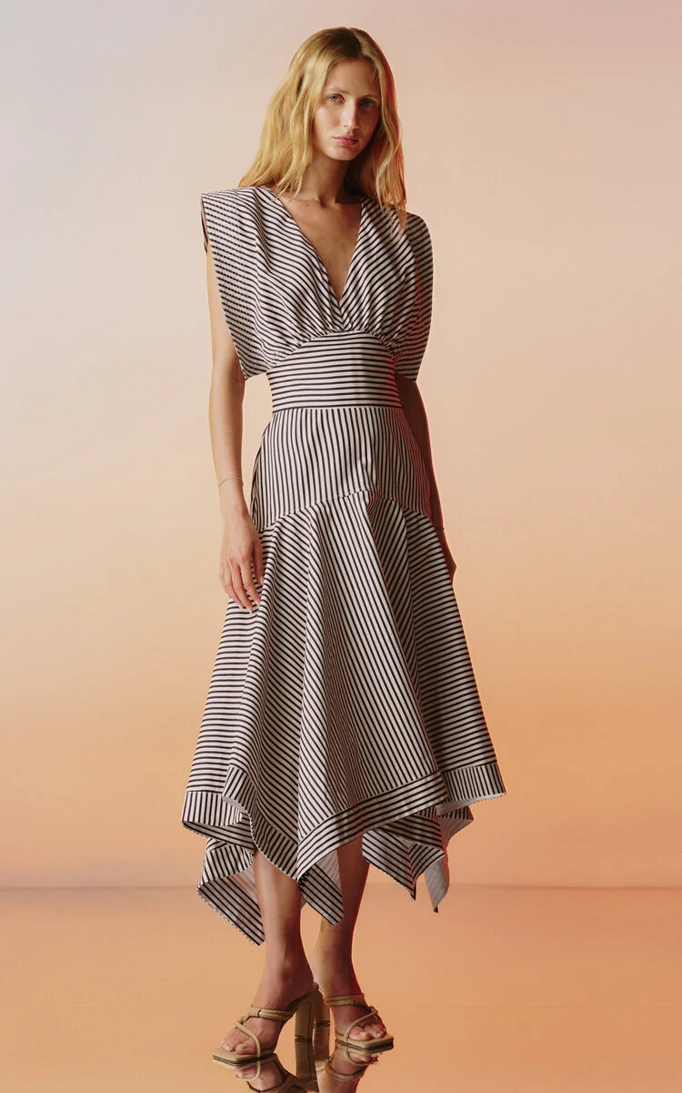 Gazelle Striped Stretch-Cotton Midi Dress stripe - 1
