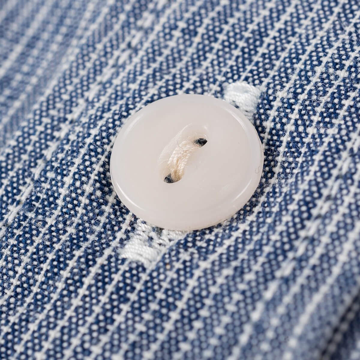 IHSH-285-PIN 5.5oz Selvedge Pinstripe Chambray Short Sleeve Work Shirt - Indigo - 10
