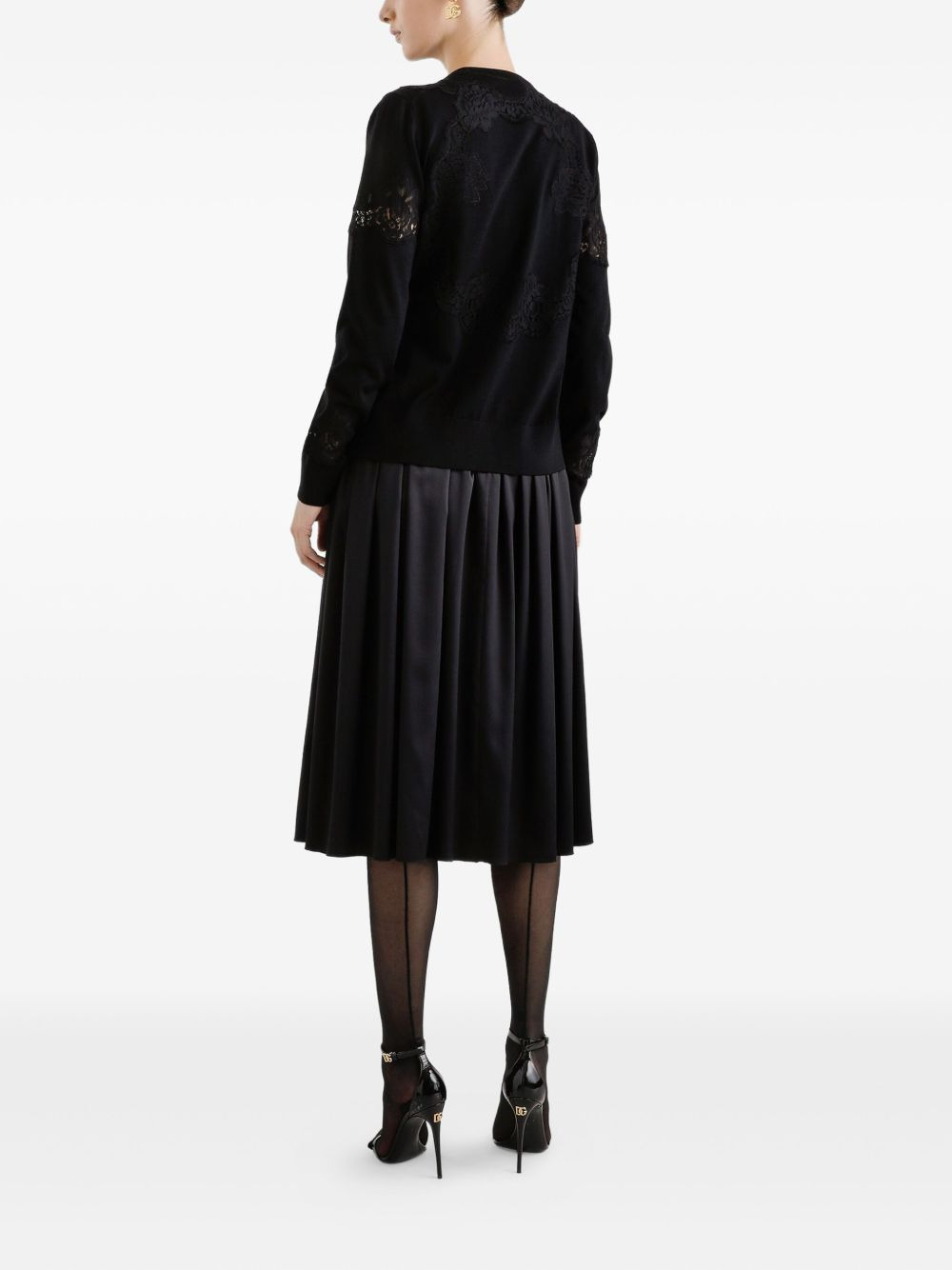 lace-panel cardigan - 3