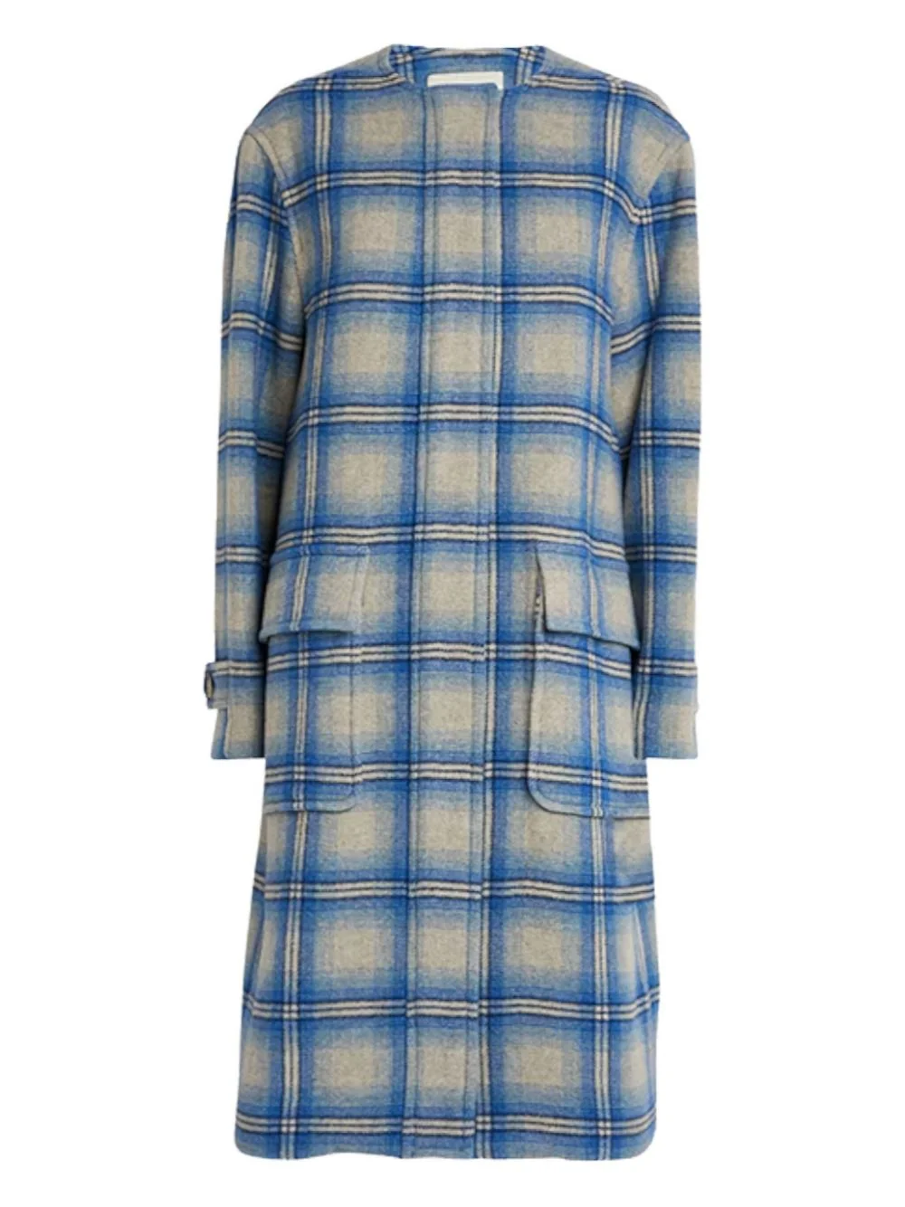 plaid-pattern wool coat - 1