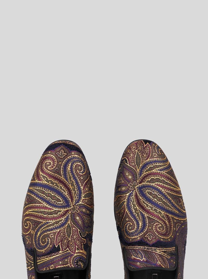 Etro PAISLEY METALLIC JACQUARD LOAFERS outlook