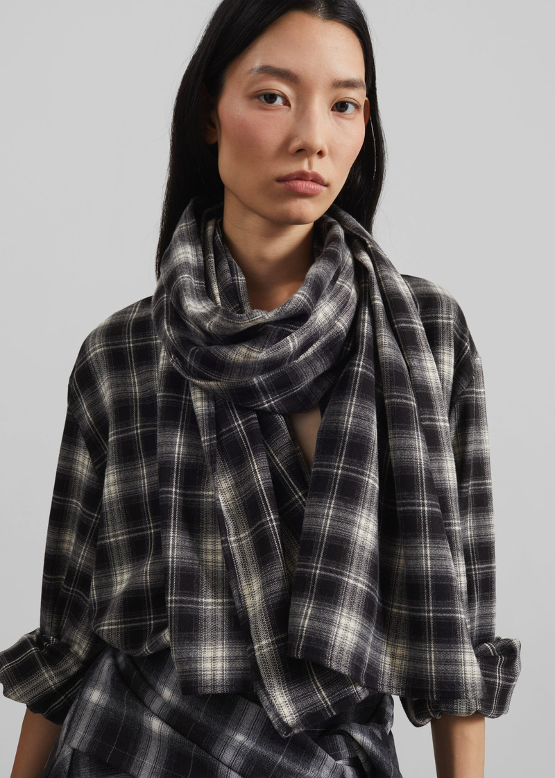 Rue Scarf Shirt - Black Plaid 4