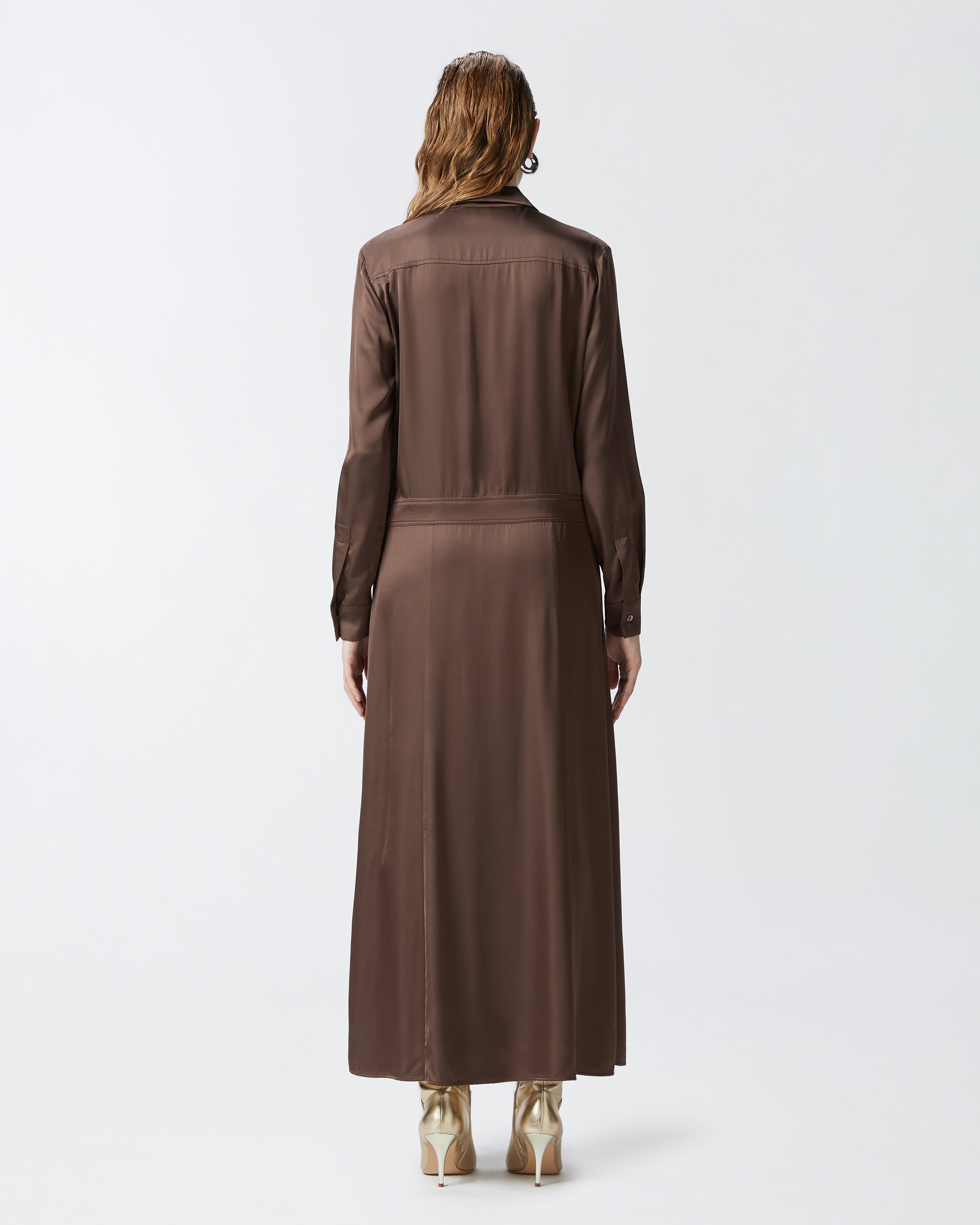 LONG SATIN SHIRT DRESS - 4