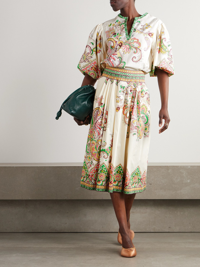 Etro Pleather Printed Cotton-poplin Midi Skirt outlook