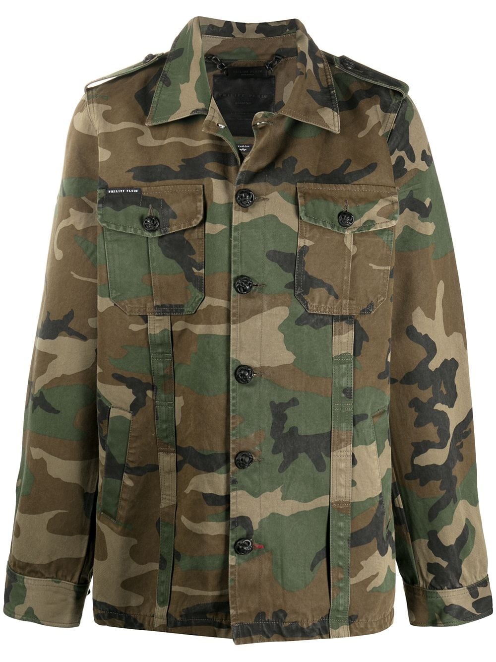 camouflage print military jacket - 1