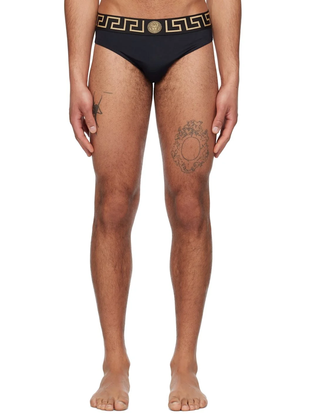 Black Greca Border Swim Briefs - 1