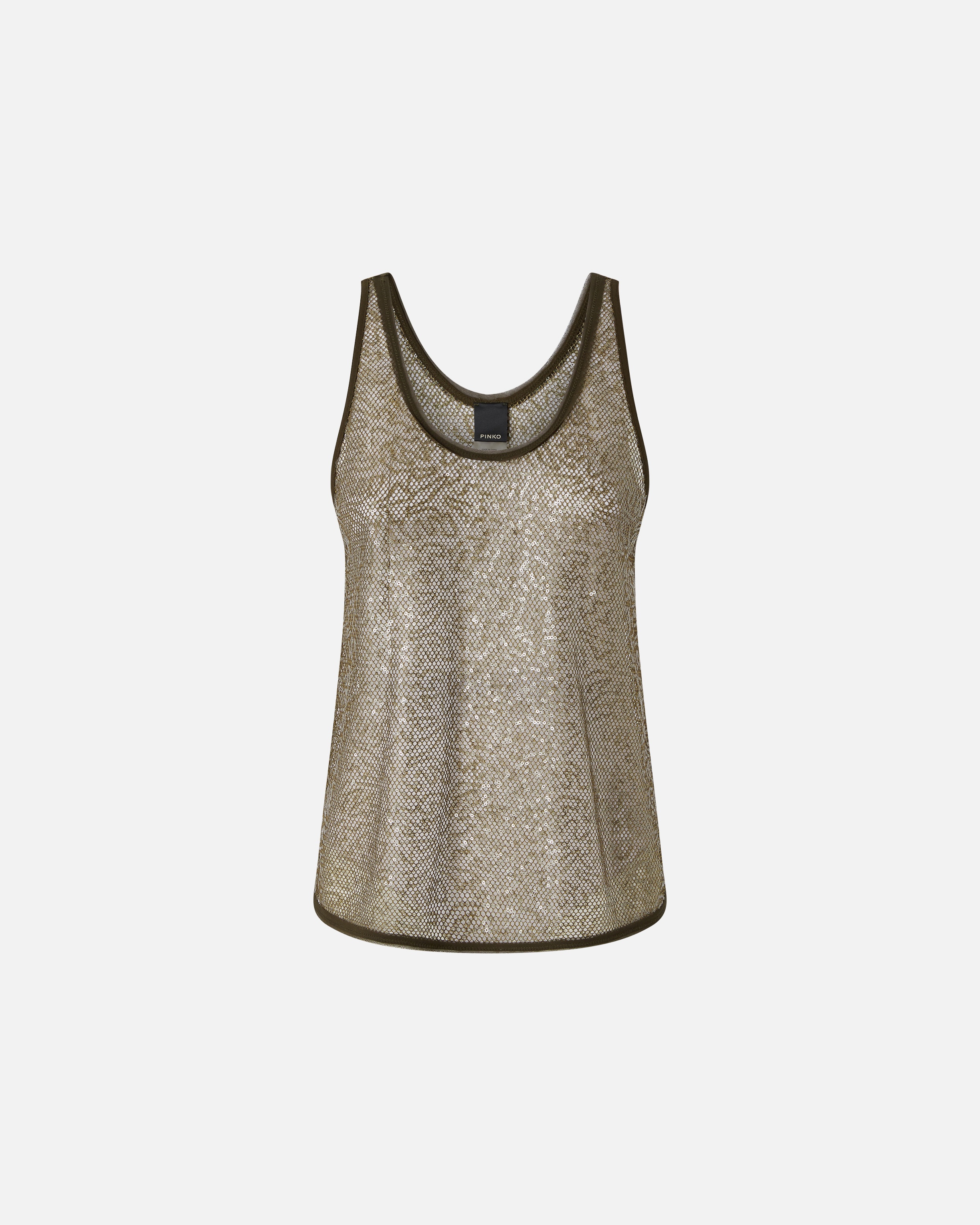 SEQUINNED MESH VEST TOP - 1