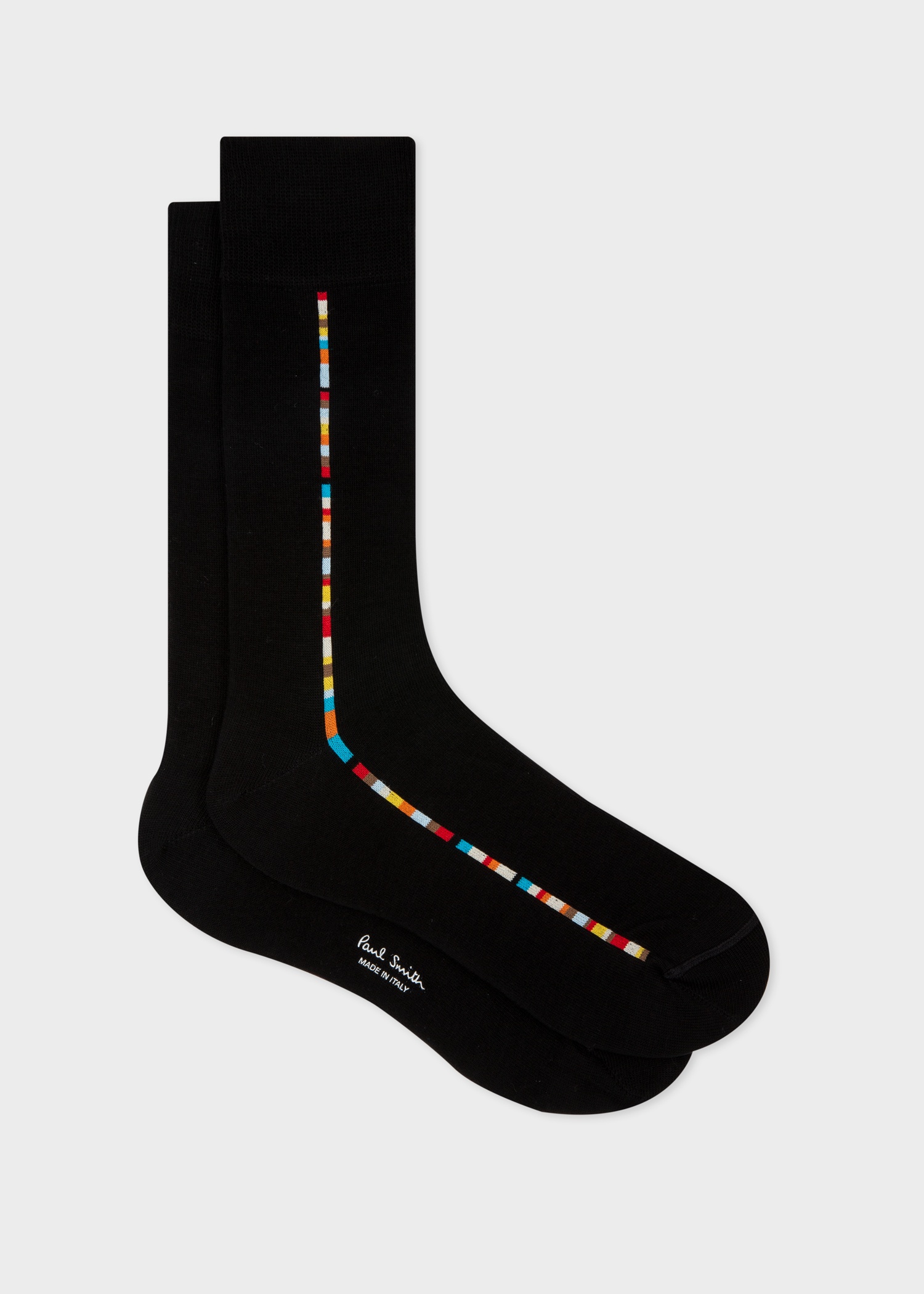 Black 'Signature Stripe' Central Trim Socks - 1