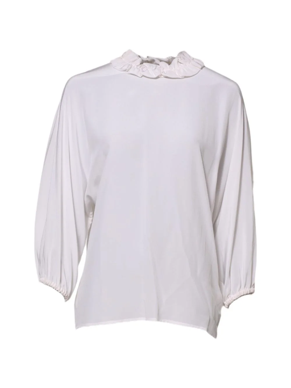 ruffle-trim silk blouse - 1