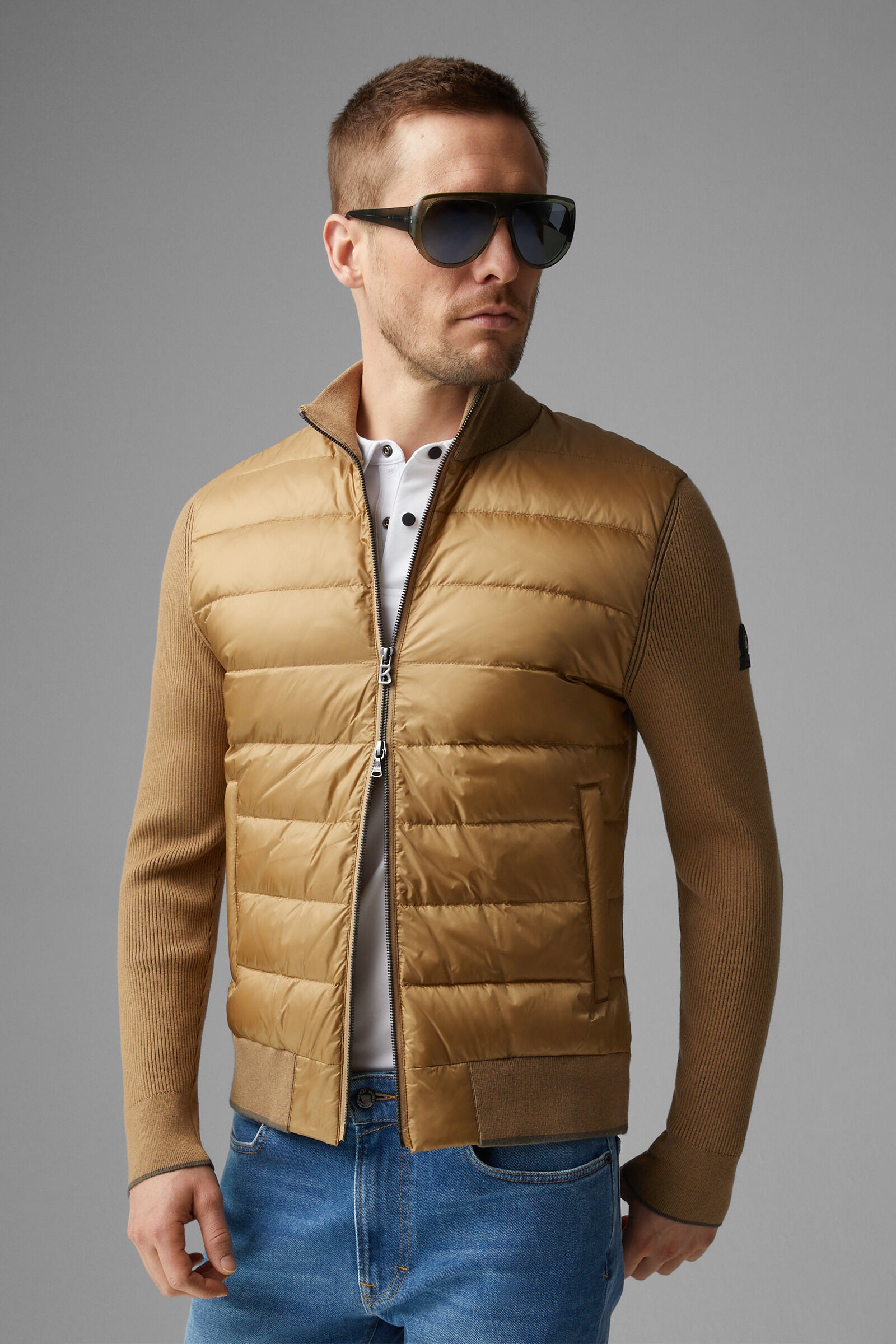 Renee Hybrid knit jacket in Beige - 2