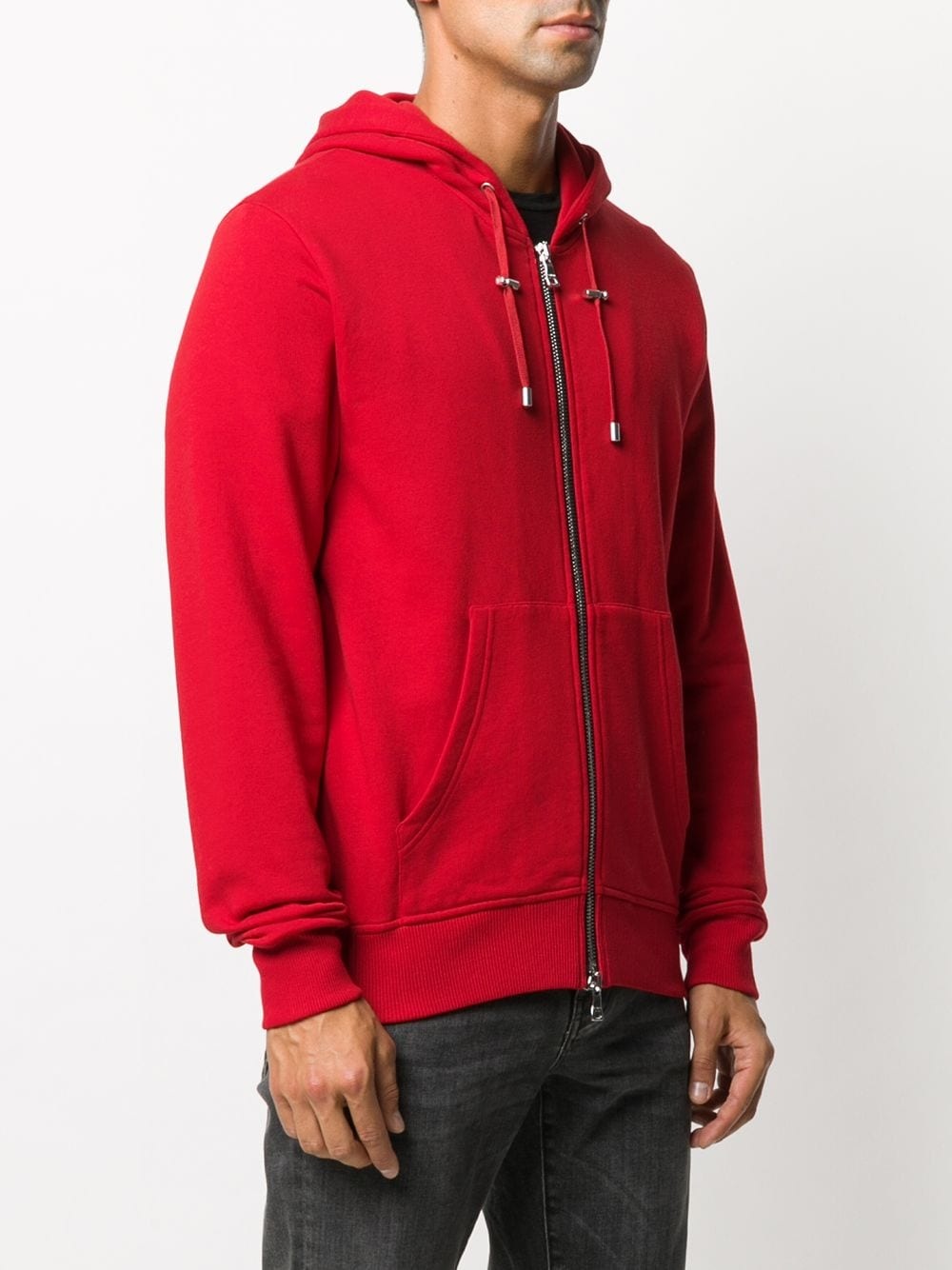 embossed logo-panel zipped hoodie - 4