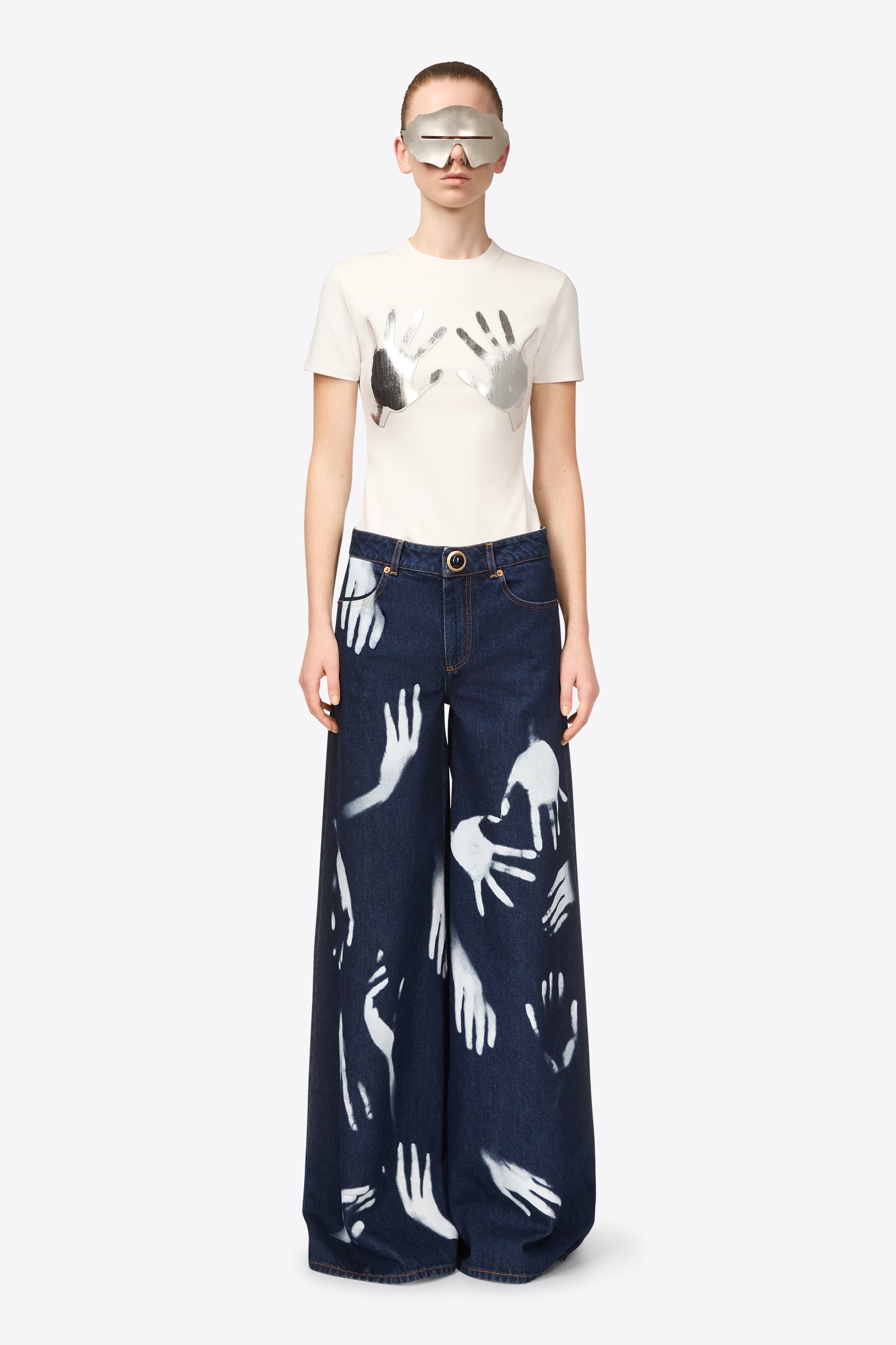 HANDPRINT WIDE LEG JEAN - 3