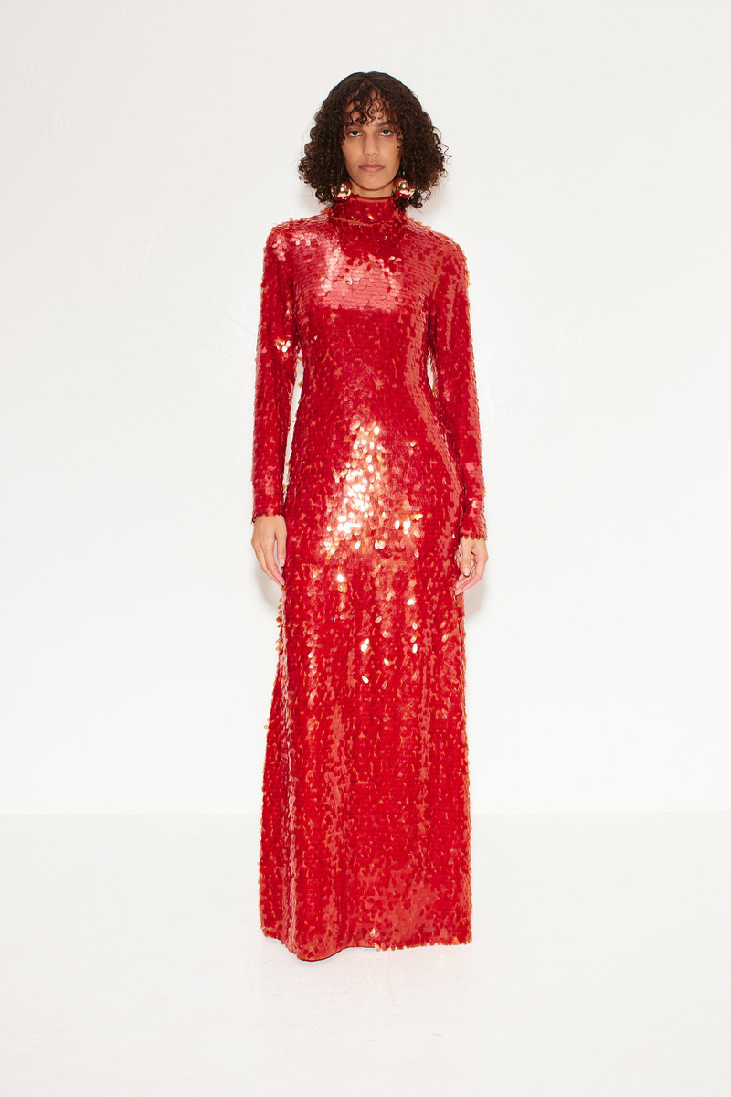 Sequin Sculpty Dress in Chili 3