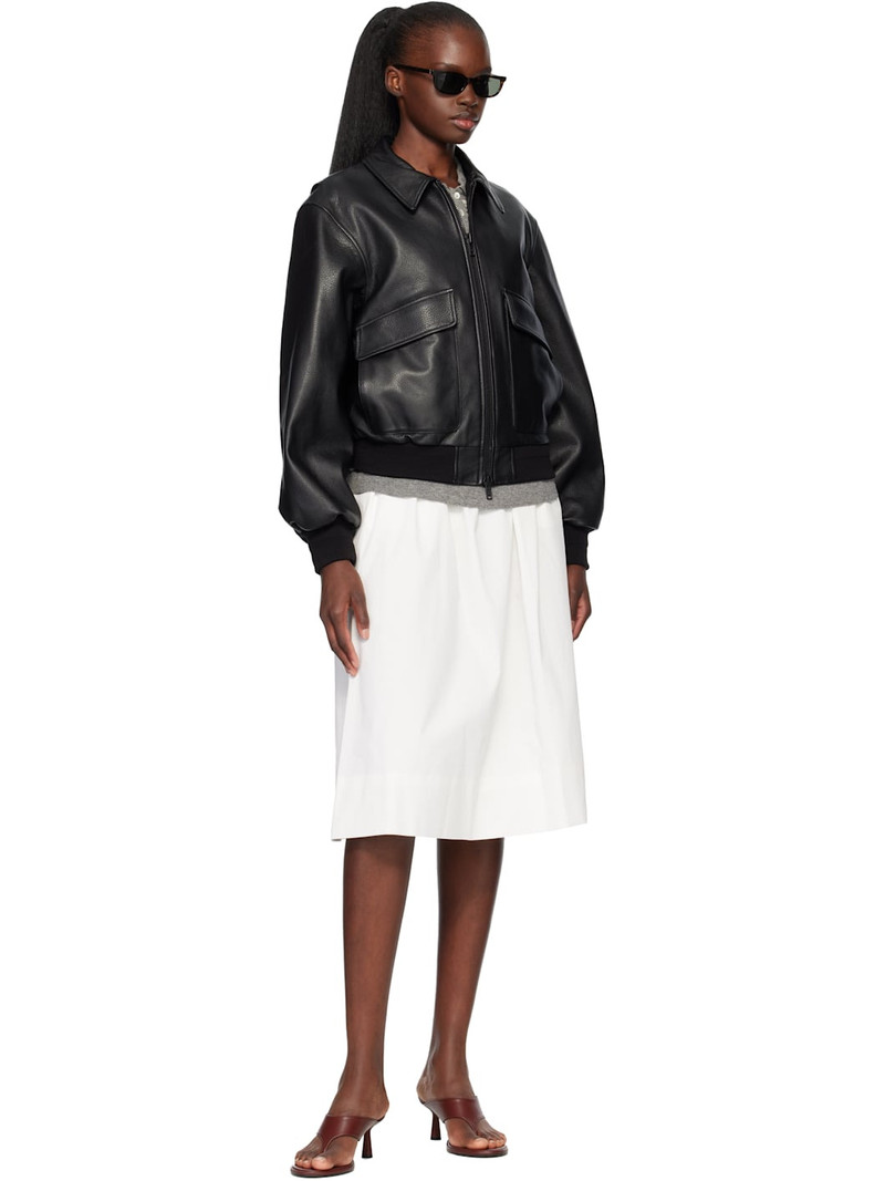 NOTHING WRITTEN Black Classic Leather Flight Jacket outlook