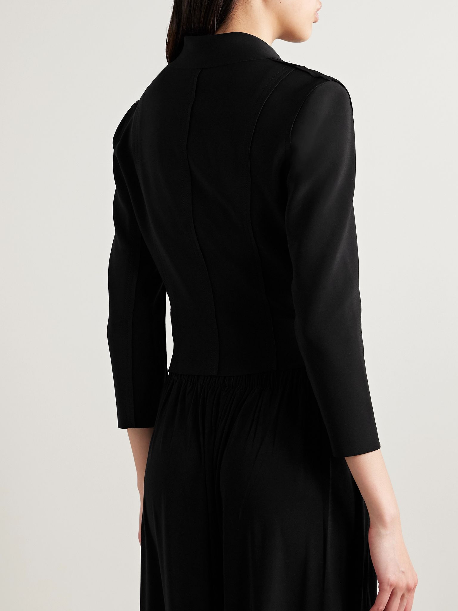 Girl cropped stretch-jersey jacket Black - 3