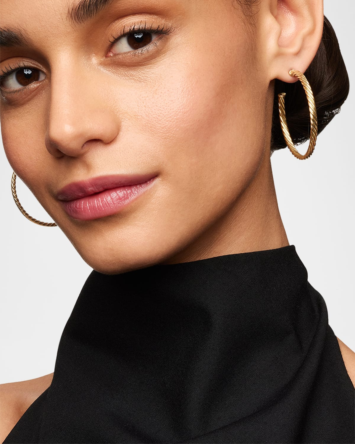 18k Cablespira Hoop Earrings, 1.5" - 2